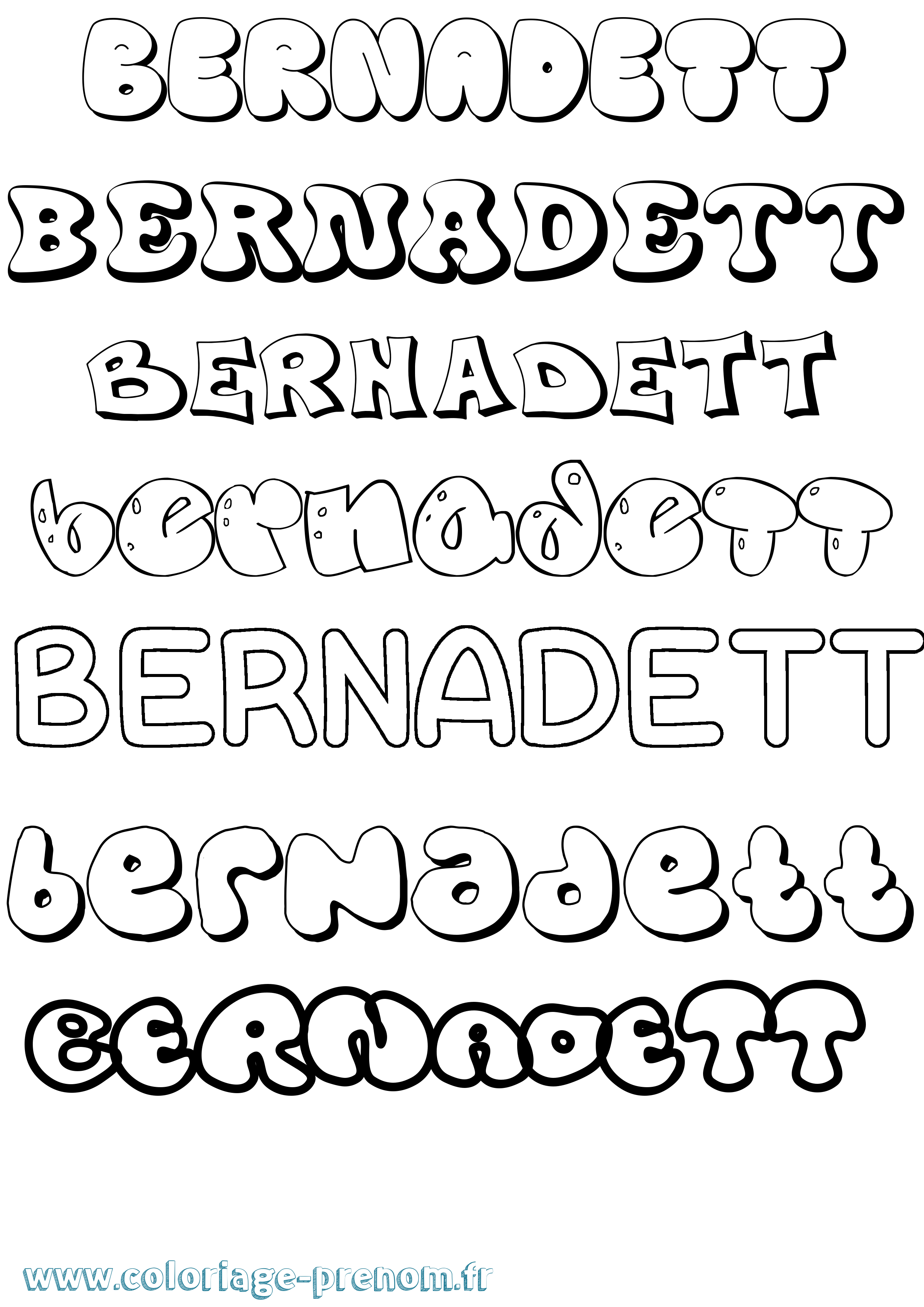 Coloriage Bernadett Bubble Coloriage prénom Bernadett Bubble