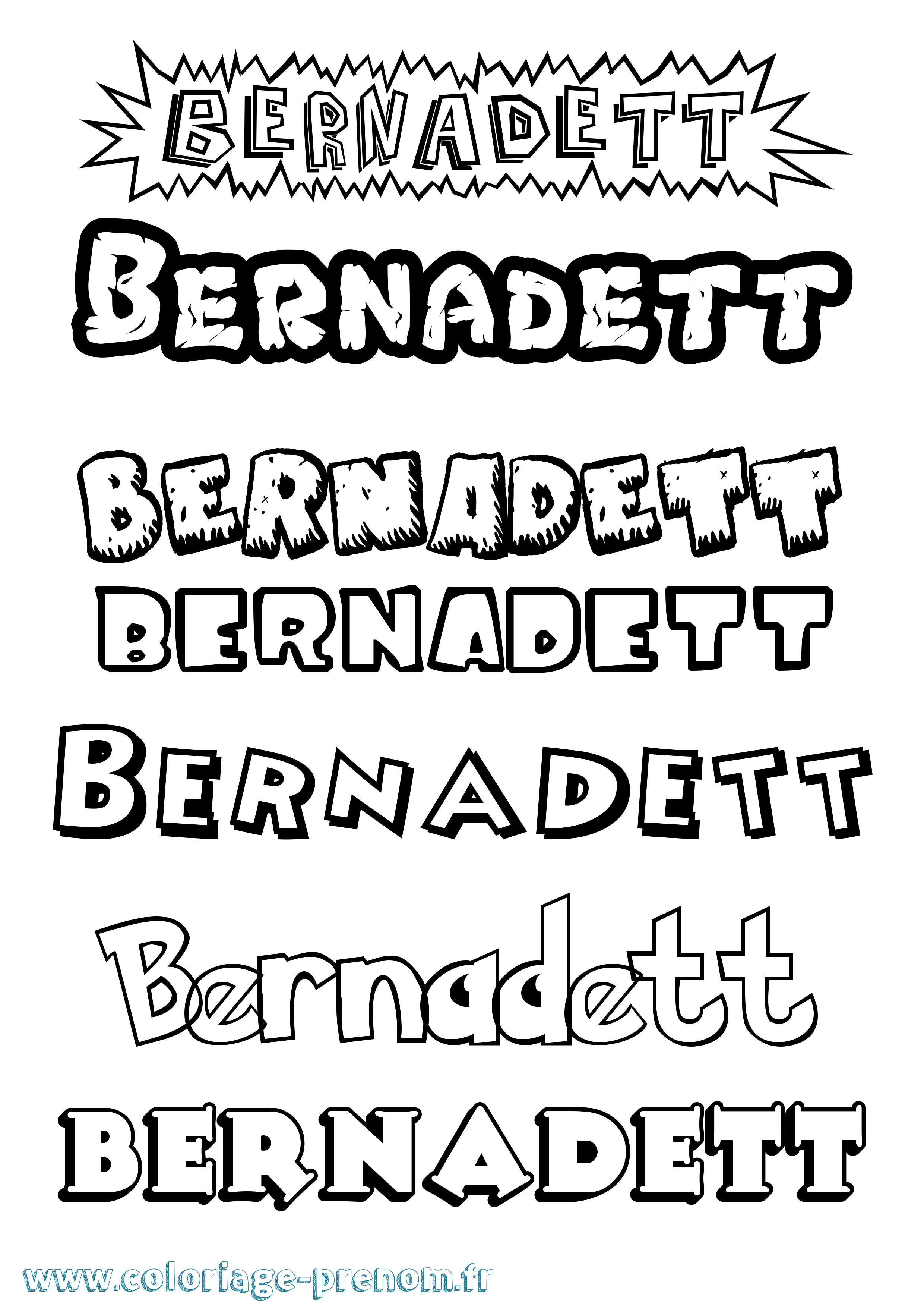 Coloriage Bernadett Dessin Animé Coloriage prénom Bernadett Dessin Animé