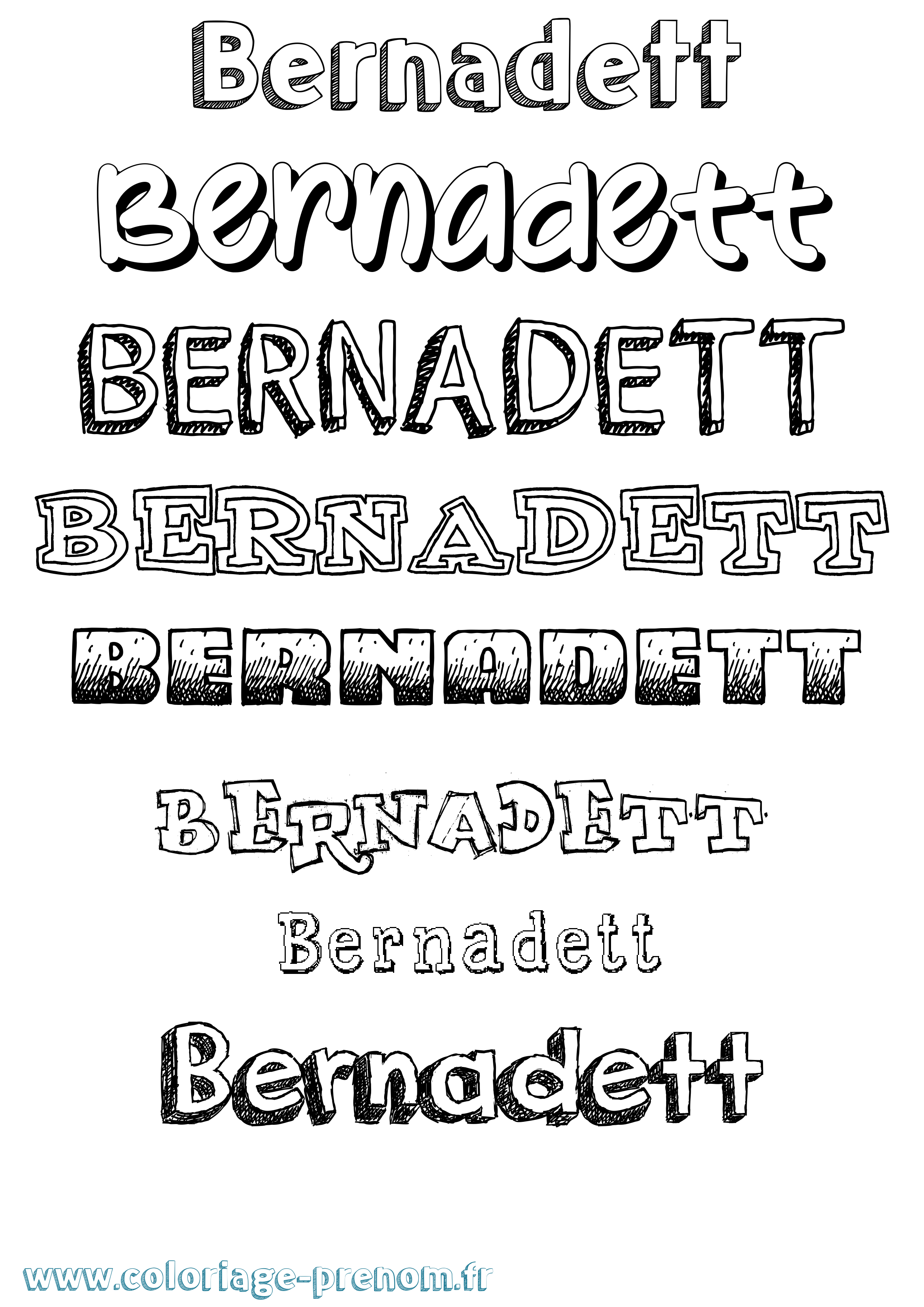 Coloriage Bernadett Dessiné Coloriage prénom Bernadett Dessiné