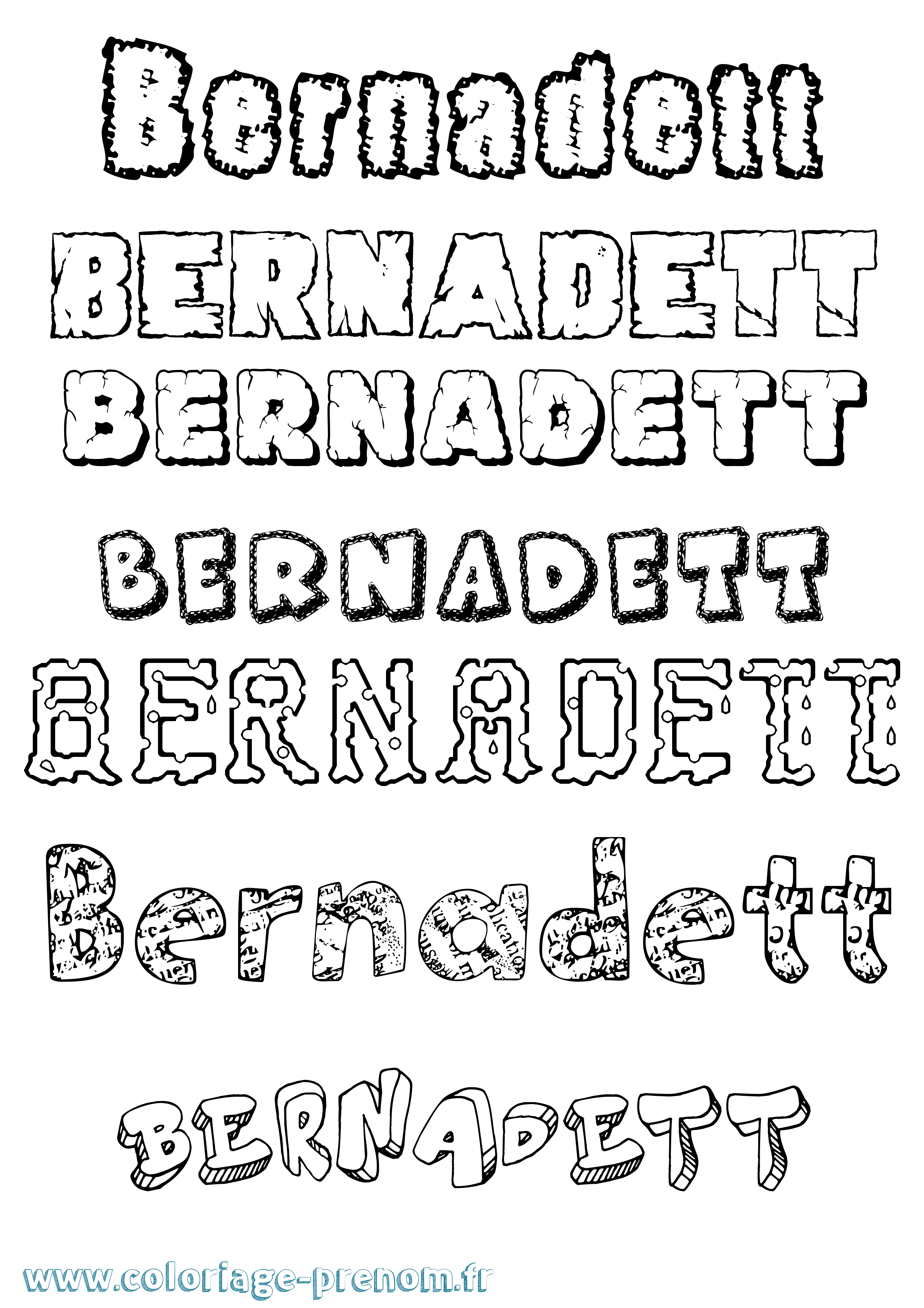 Coloriage Bernadett Destructuré Coloriage prénom Bernadett Destructuré