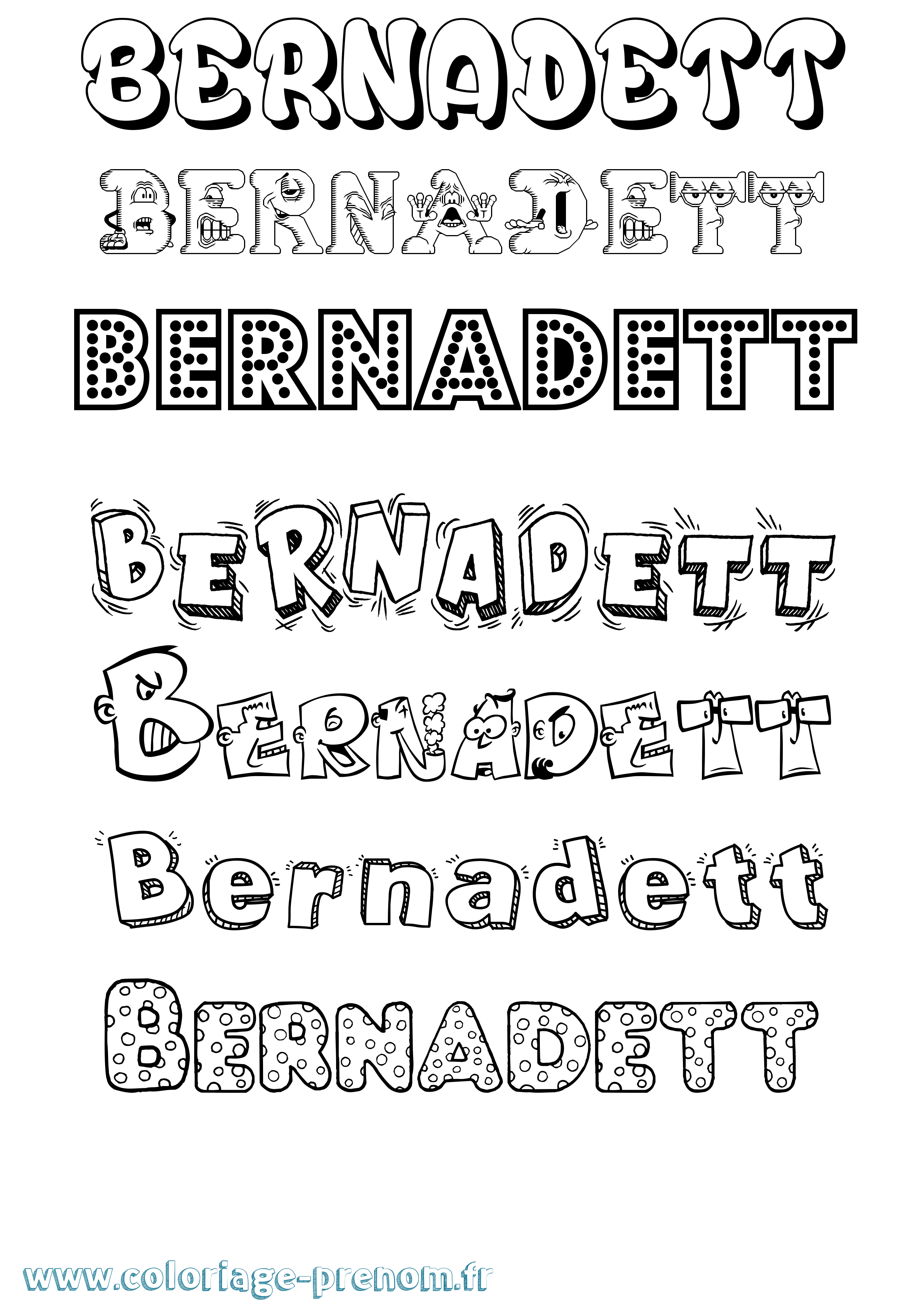 Coloriage Bernadett Fun Coloriage prénom Bernadett Fun