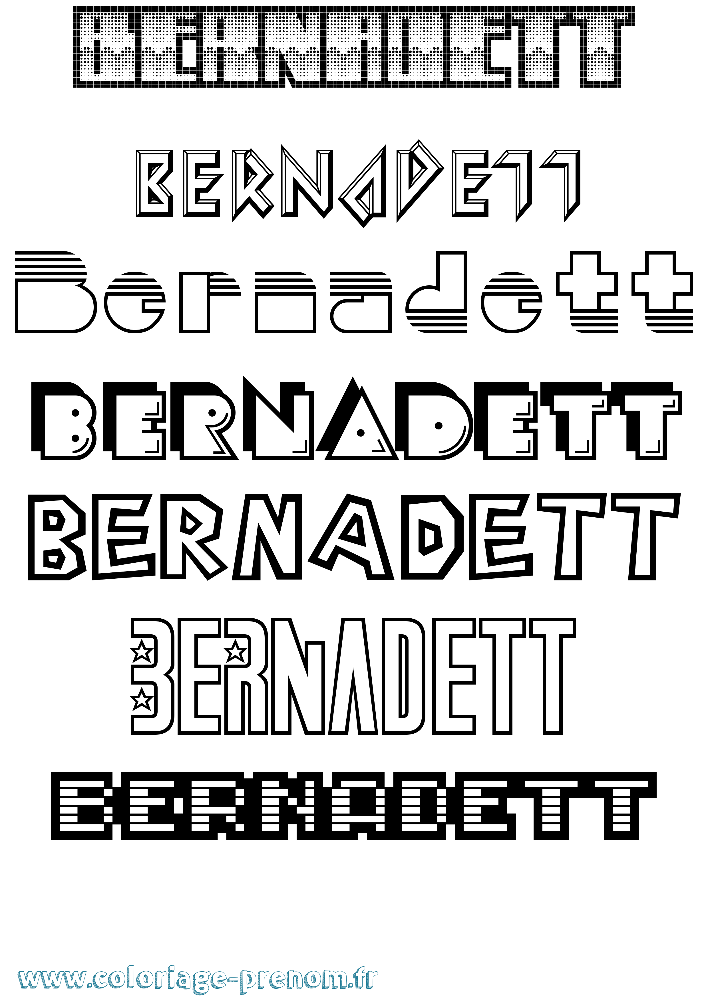 Coloriage Bernadett Jeux Vidéos Coloriage prénom Bernadett Jeux Vidéos