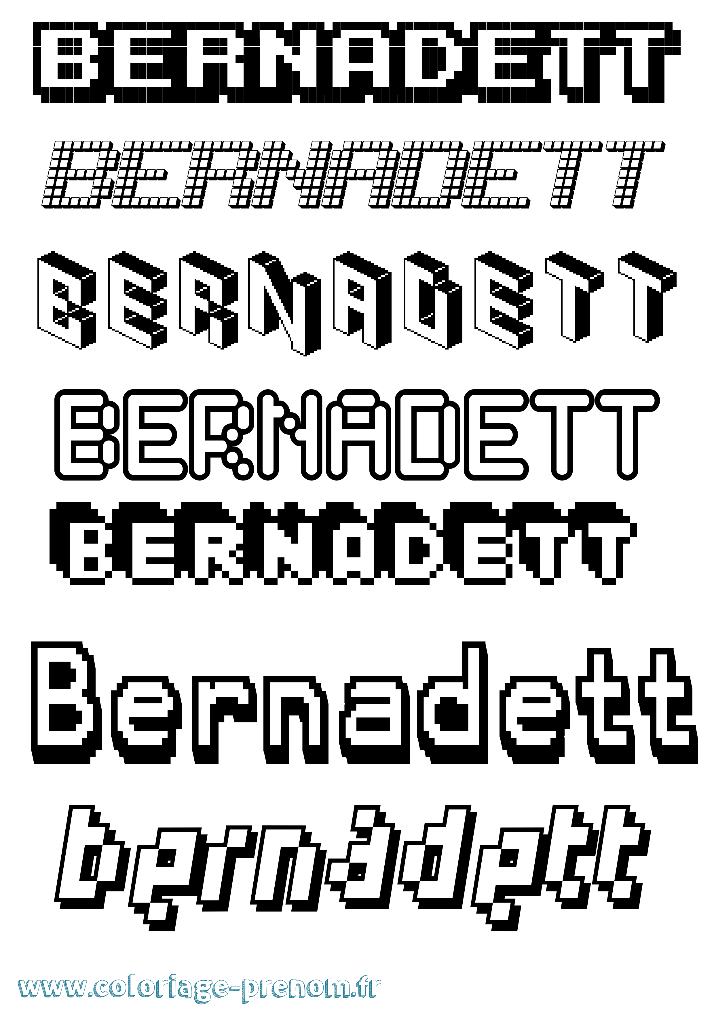 Coloriage Bernadett Pixel Coloriage prénom Bernadett Pixel