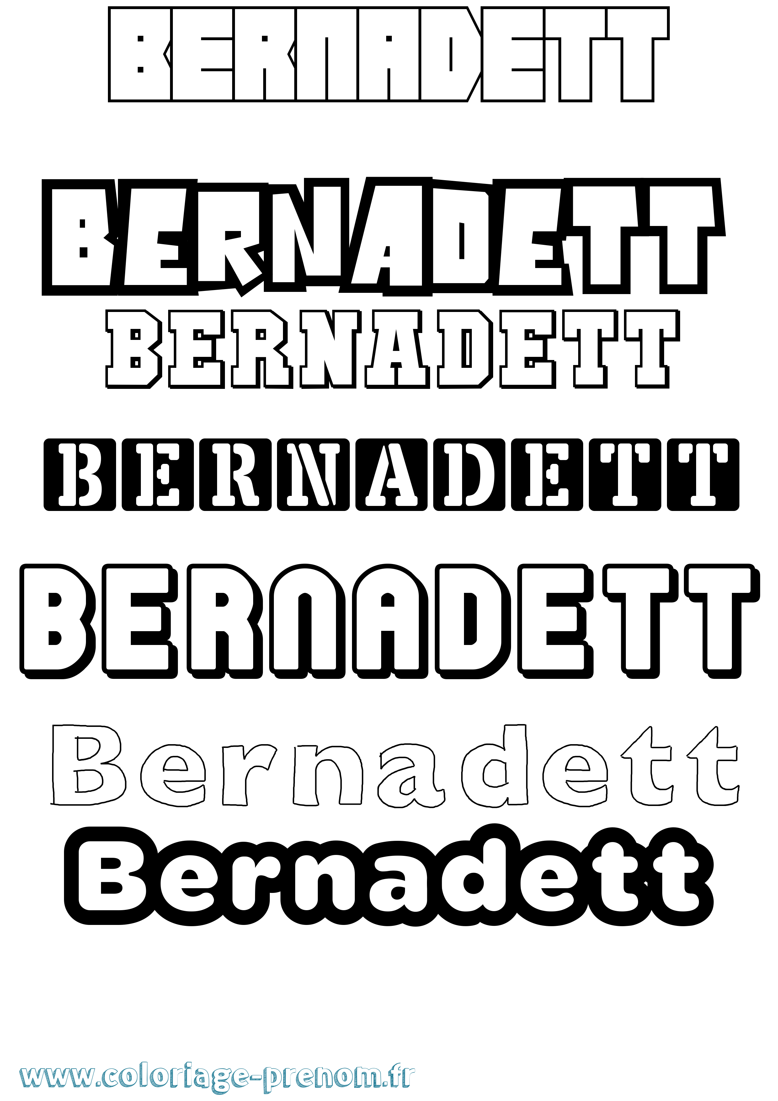 Coloriage Bernadett Simple Coloriage prénom Bernadett Simple