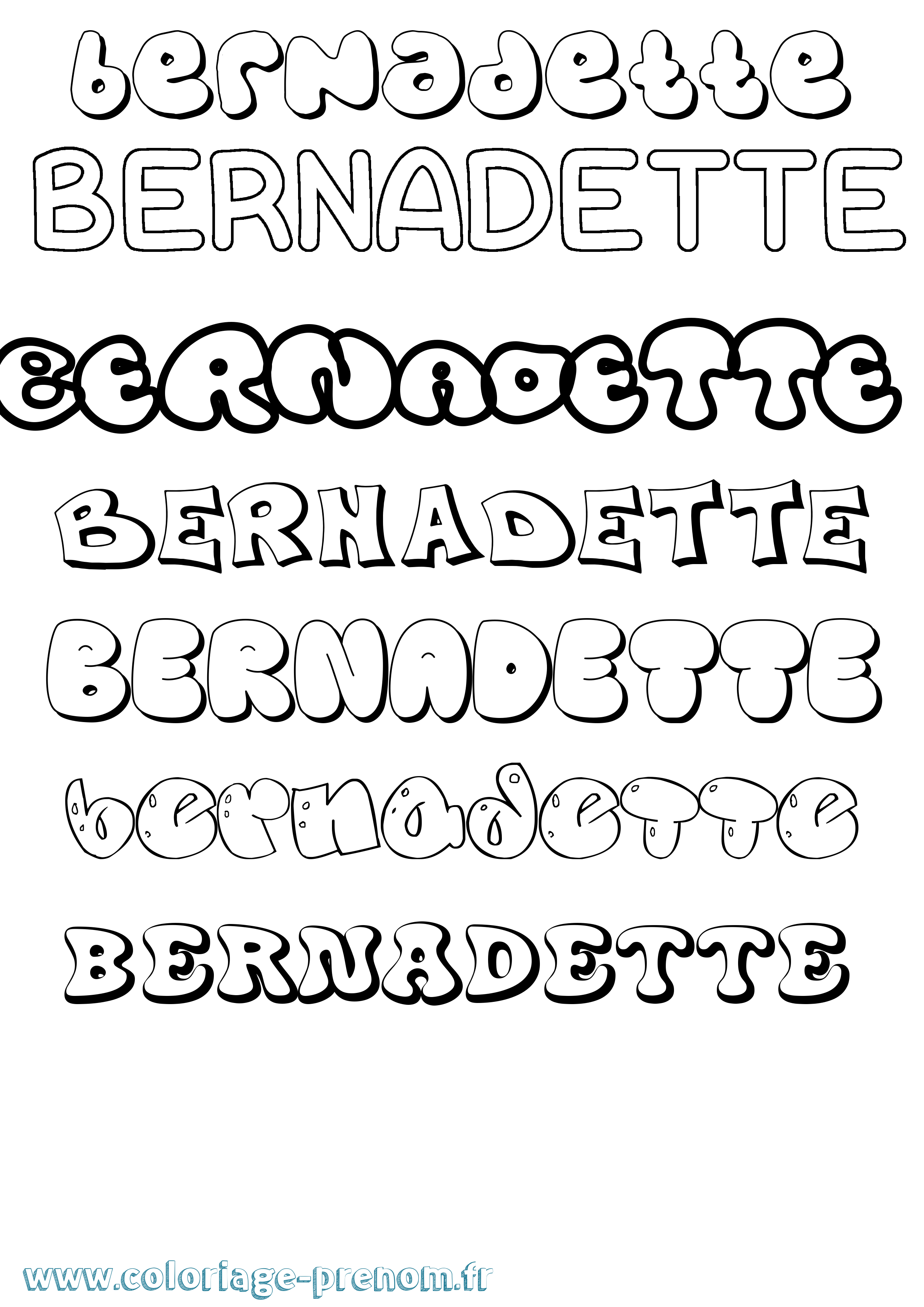 Coloriage Bernadette Bubble Coloriage prénom Bernadette Bubble