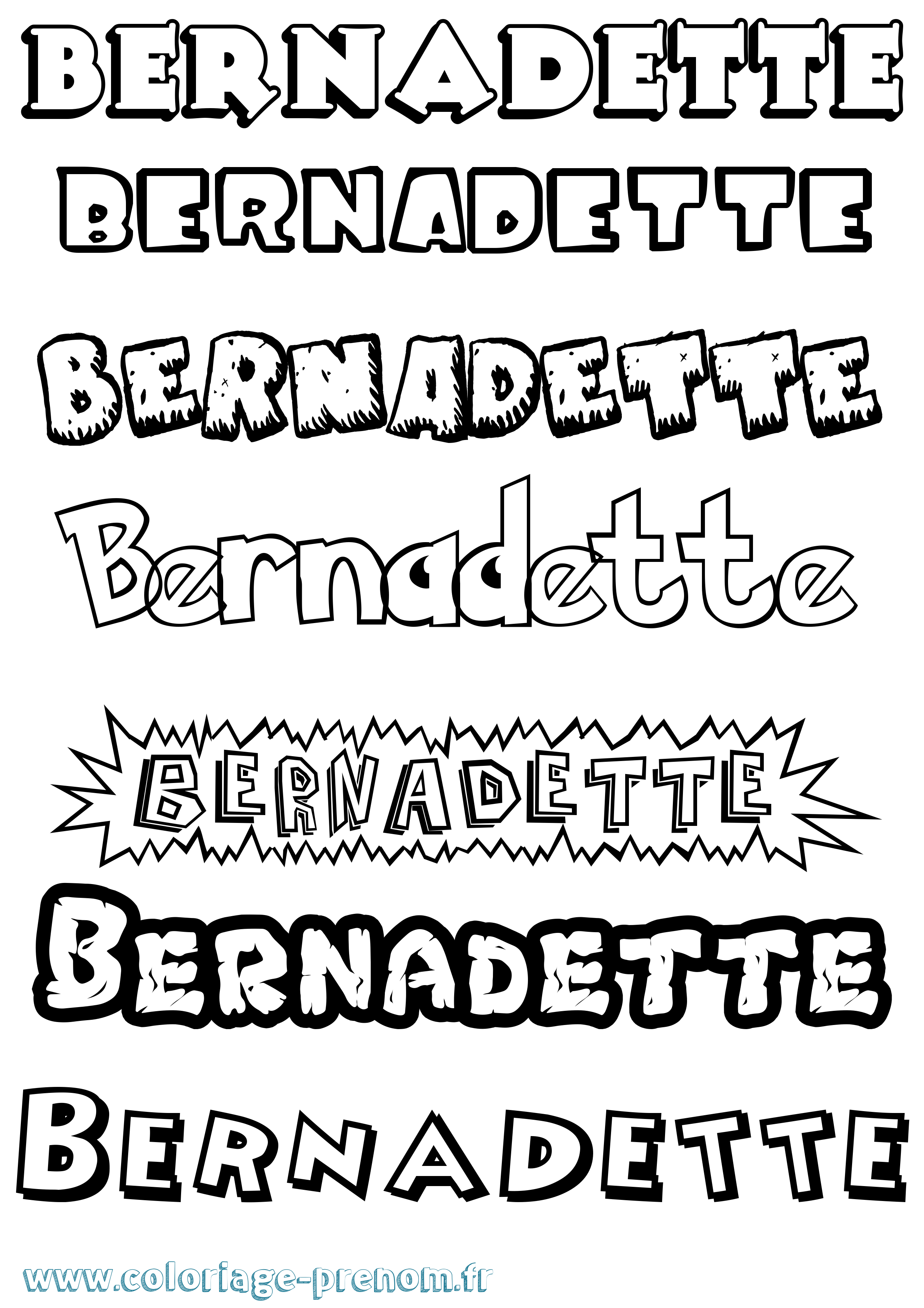 Coloriage Bernadette Dessin Animé Coloriage prénom Bernadette Dessin Animé