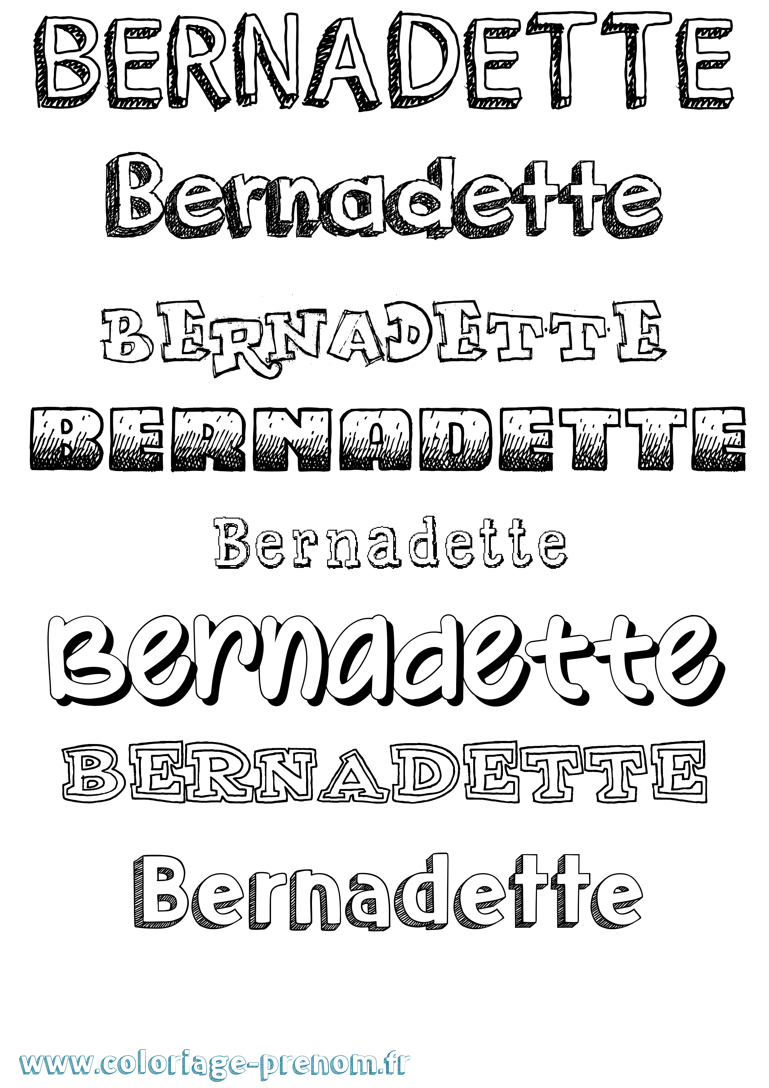 Coloriage Bernadette Dessiné Coloriage prénom Bernadette Dessiné