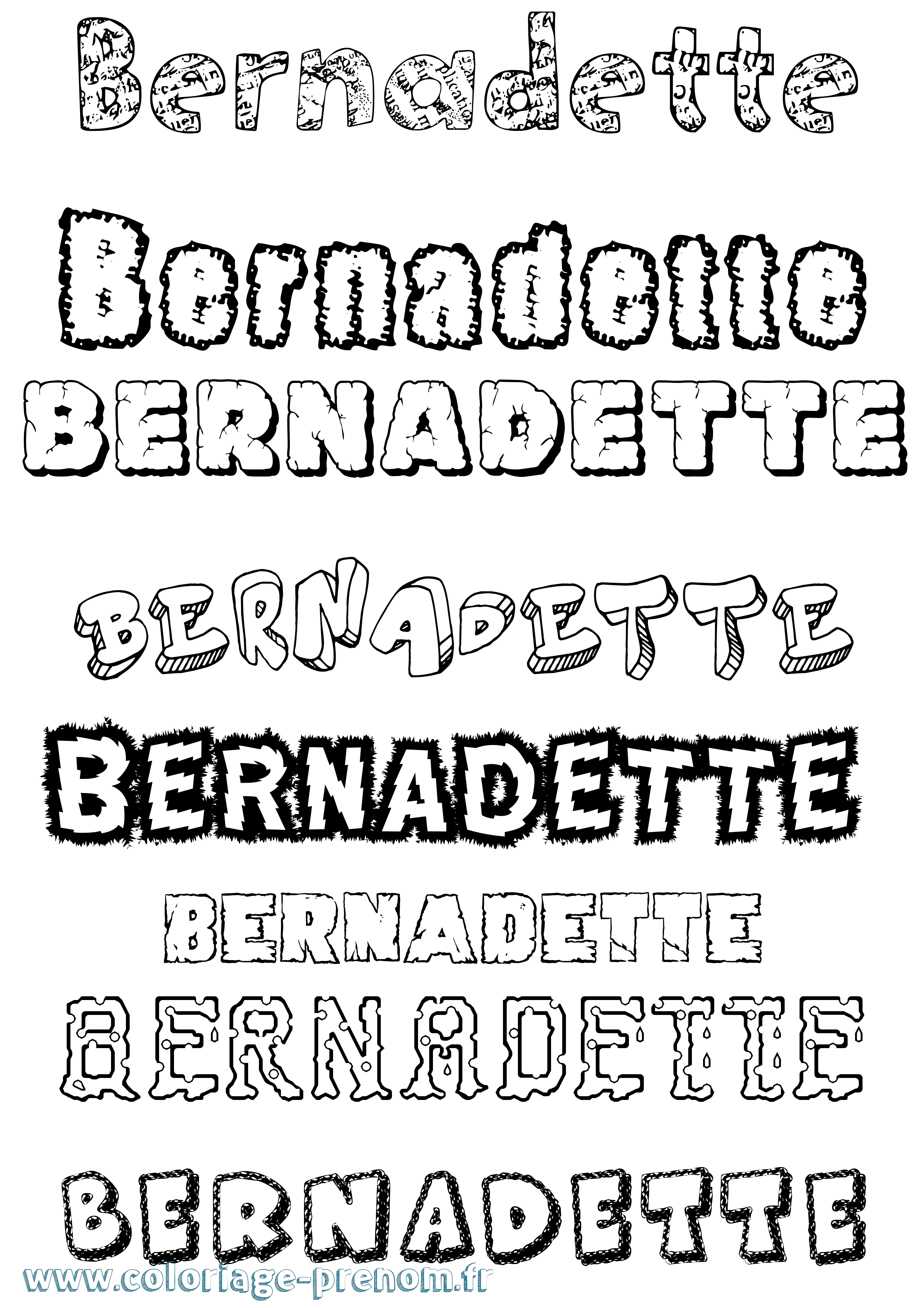 Coloriage Bernadette Destructuré Coloriage prénom Bernadette Destructuré