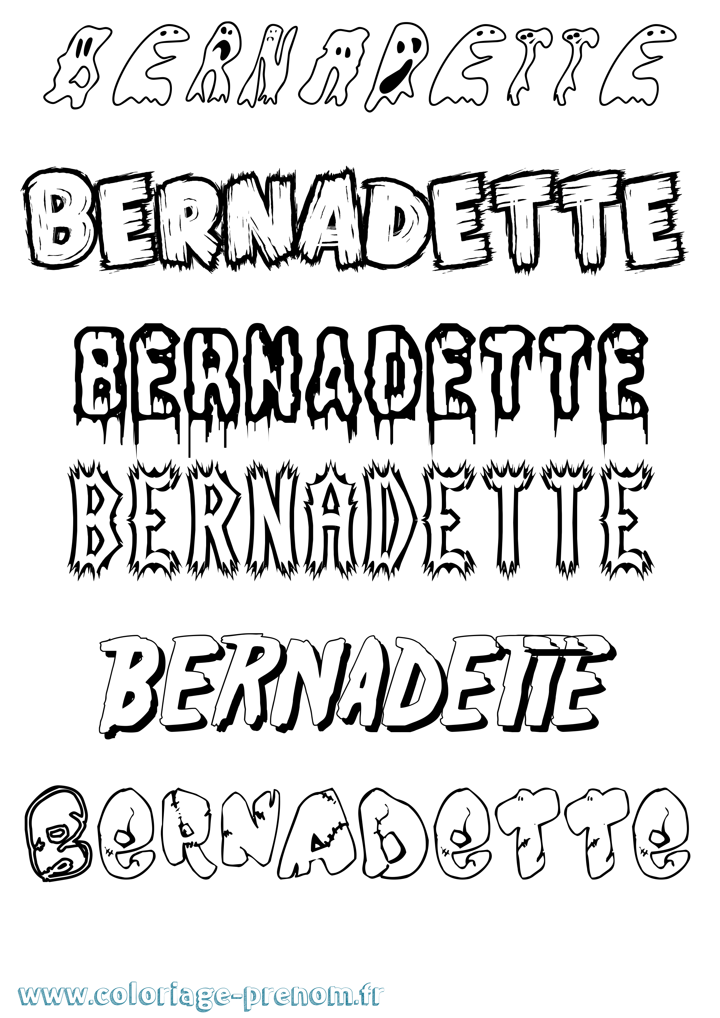 Coloriage Bernadette Frisson Coloriage prénom Bernadette Frisson