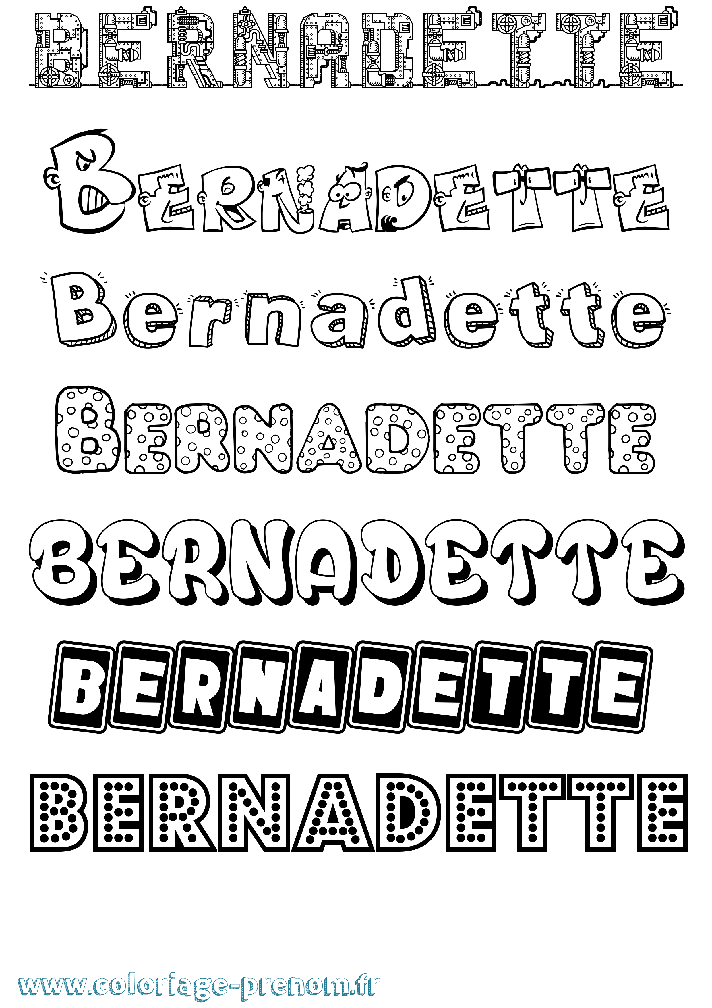 Coloriage Bernadette Fun Coloriage prénom Bernadette Fun