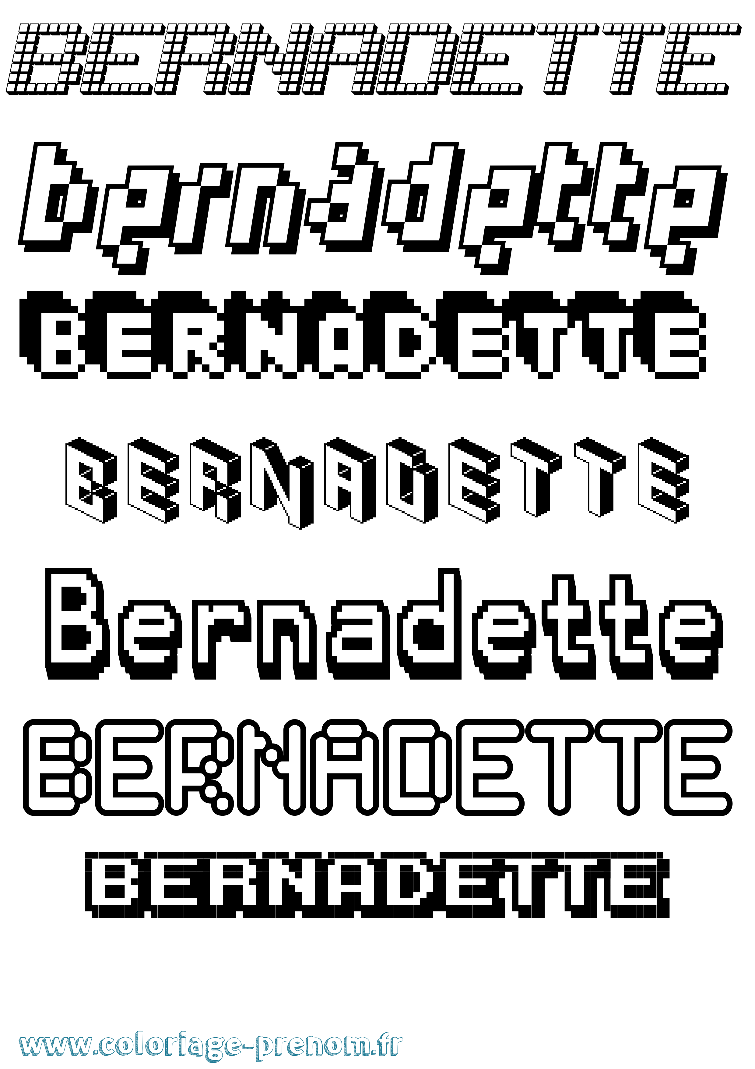Coloriage Bernadette Pixel Coloriage prénom Bernadette Pixel