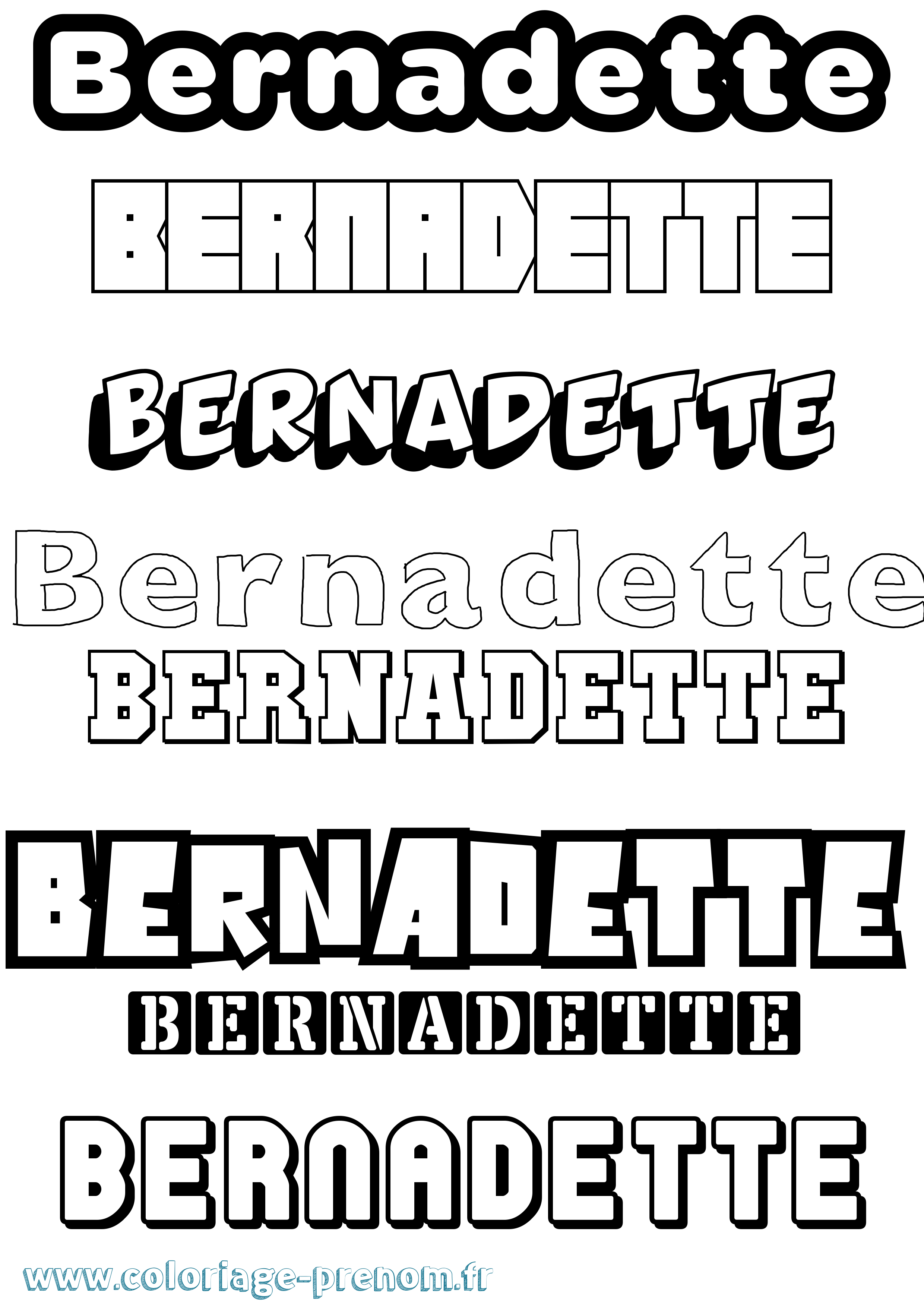 Coloriage Bernadette Simple Coloriage prénom Bernadette Simple