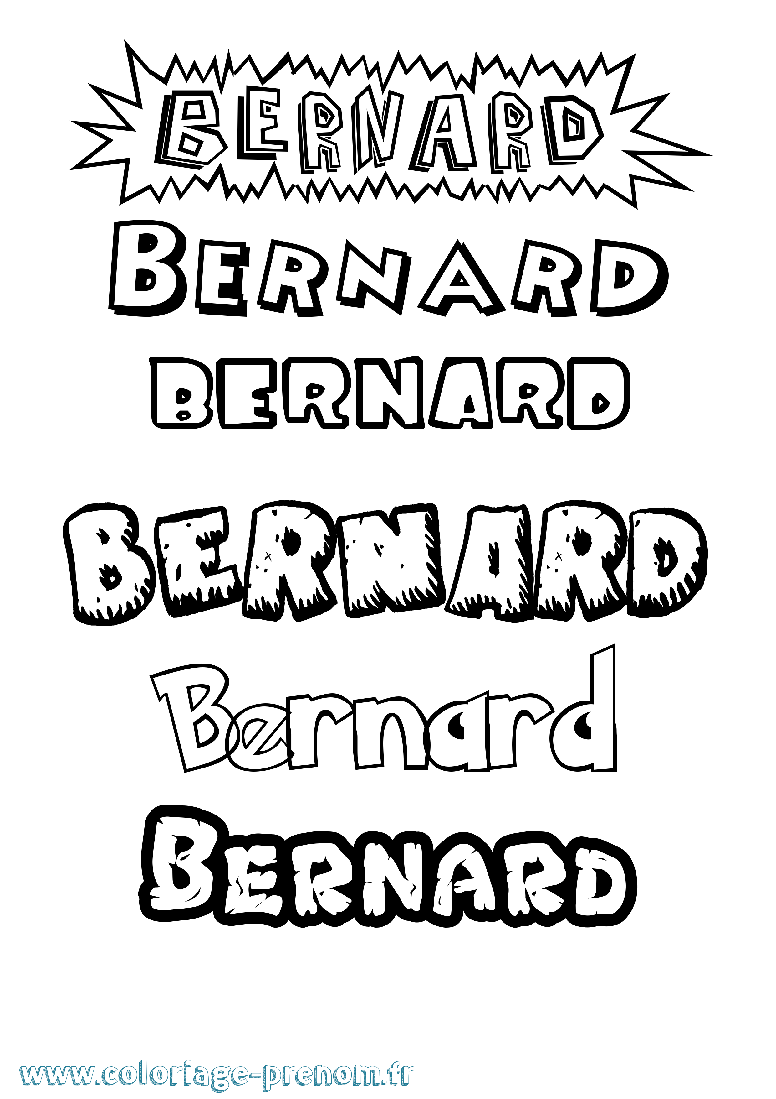 Coloriage Bernard Dessin Animé Coloriage prénom Bernard Dessin Animé