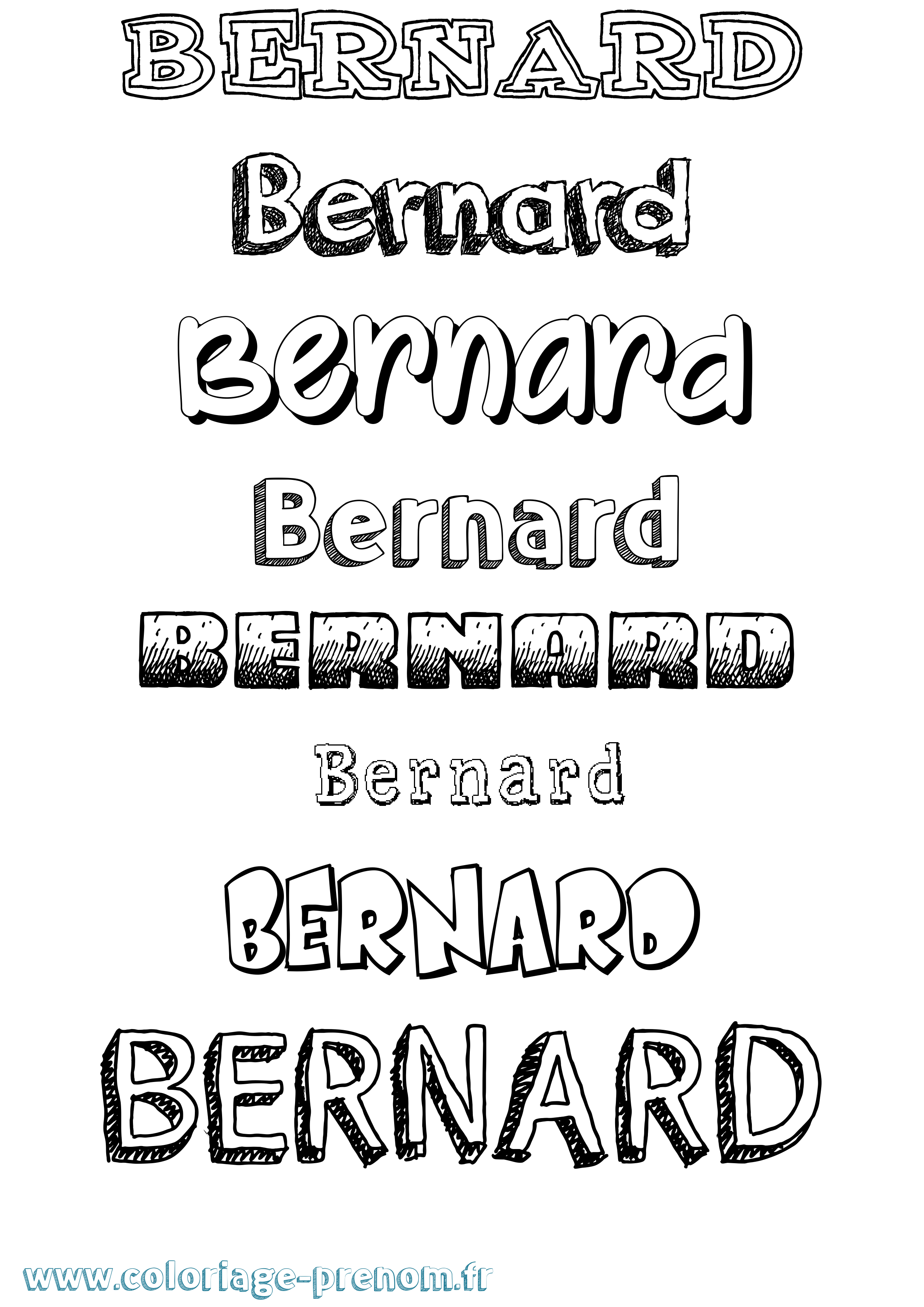 Coloriage Bernard Dessiné Coloriage prénom Bernard Dessiné