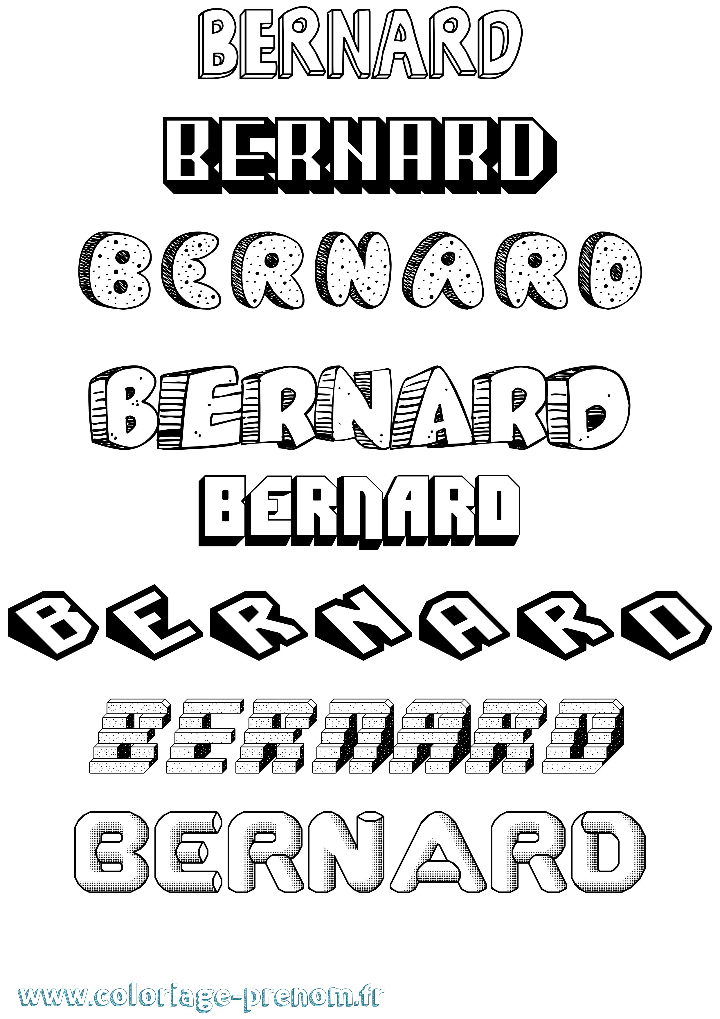 Coloriage Bernard Effet 3D Coloriage prénom Bernard Effet 3D