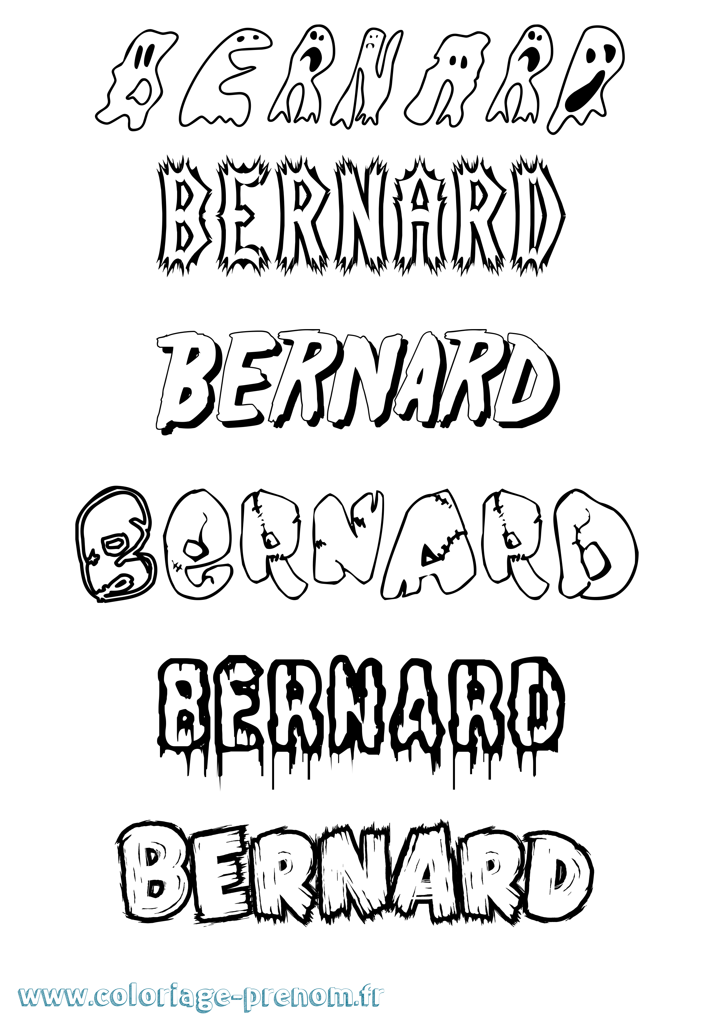 Coloriage Bernard Frisson Coloriage prénom Bernard Frisson