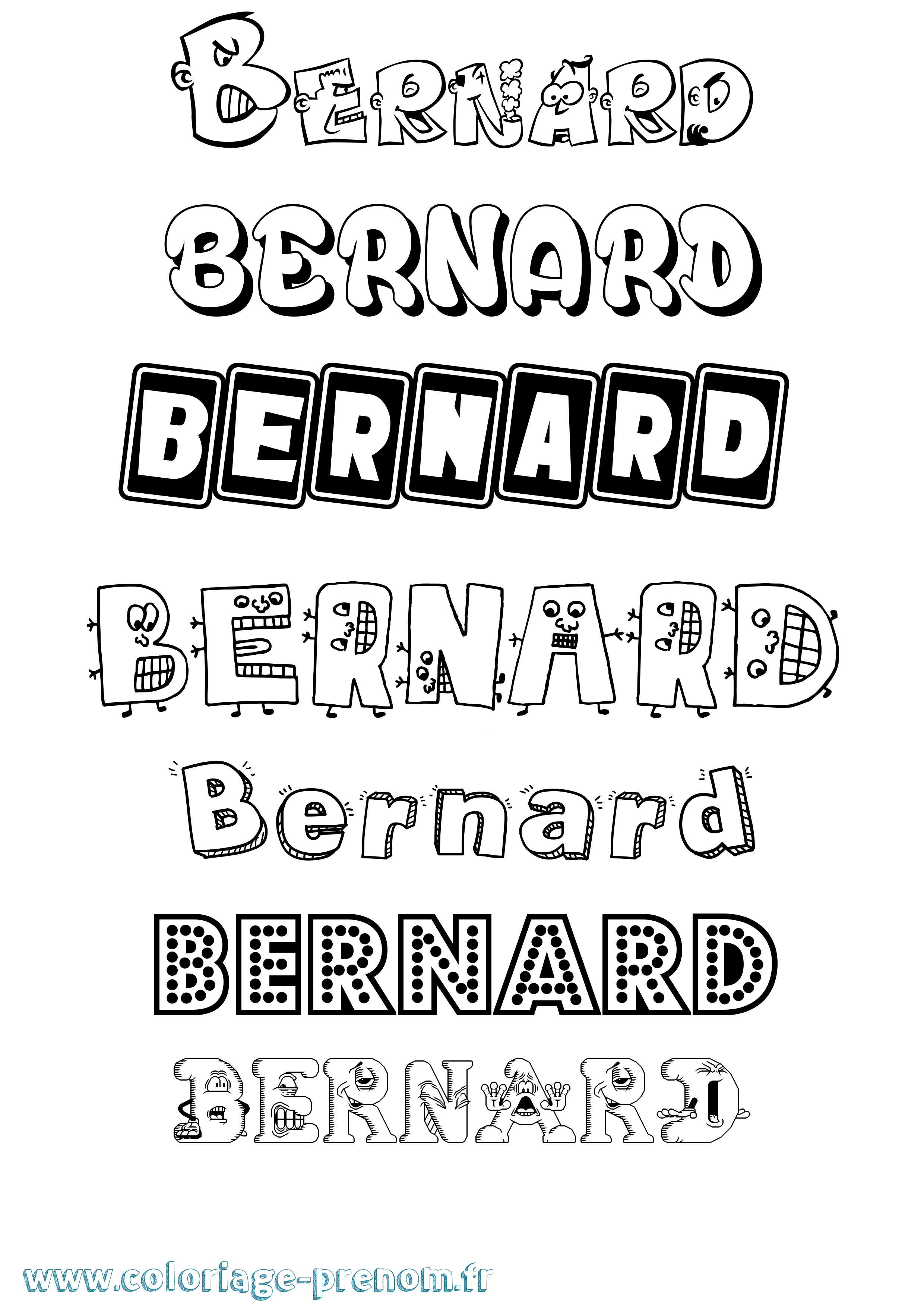 Coloriage Bernard Fun Coloriage prénom Bernard Fun
