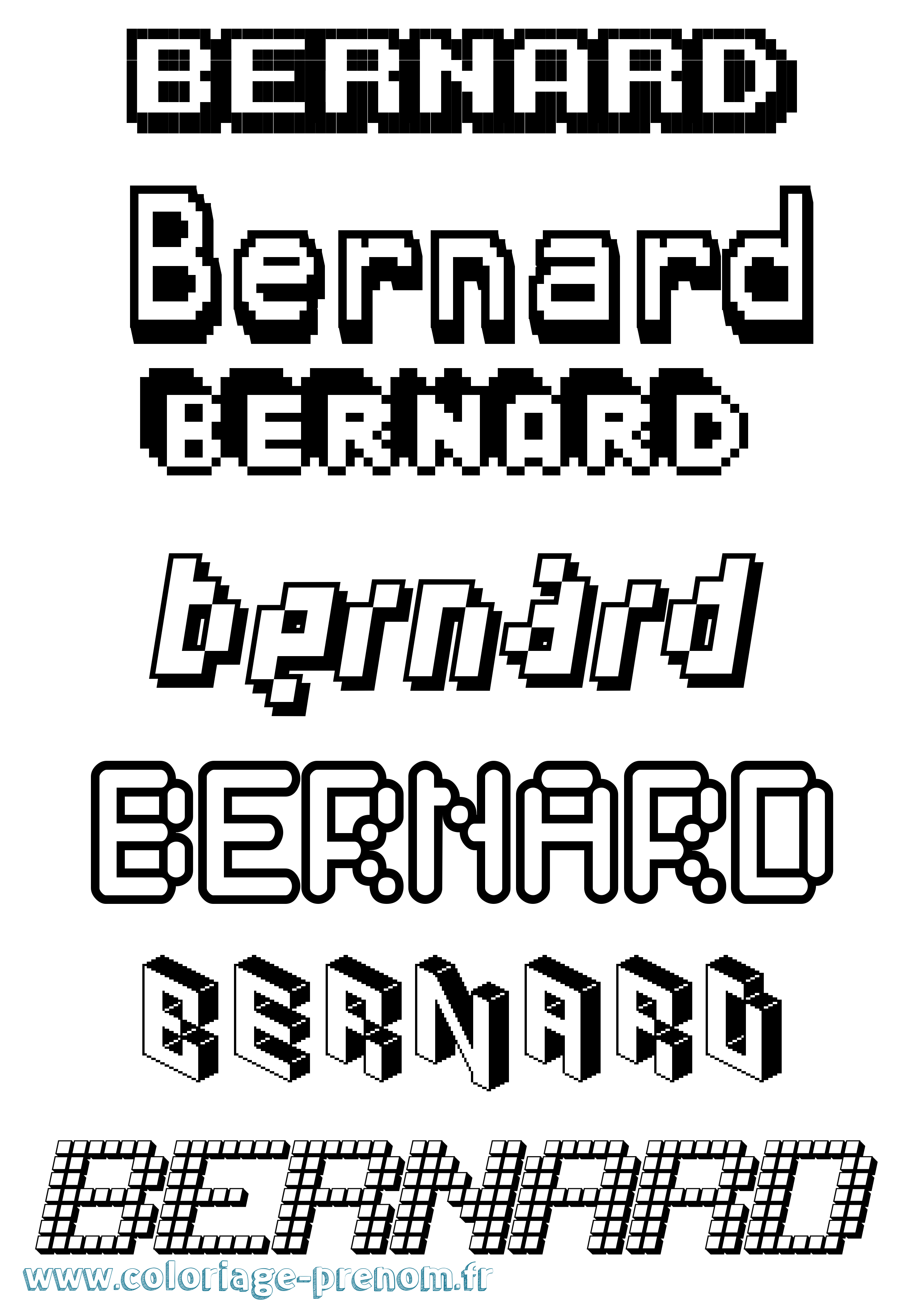 Coloriage Bernard Pixel Coloriage prénom Bernard Pixel