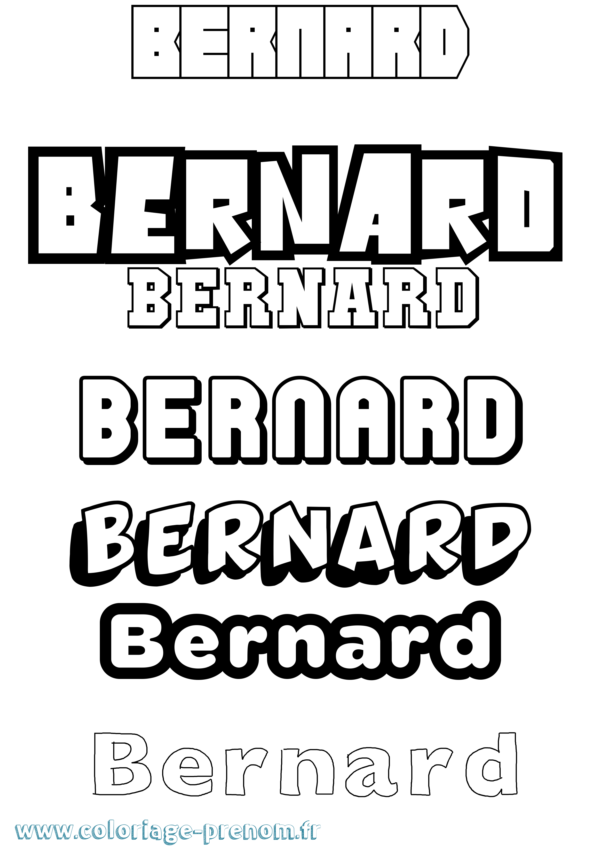 Coloriage Bernard Simple Coloriage prénom Bernard Simple