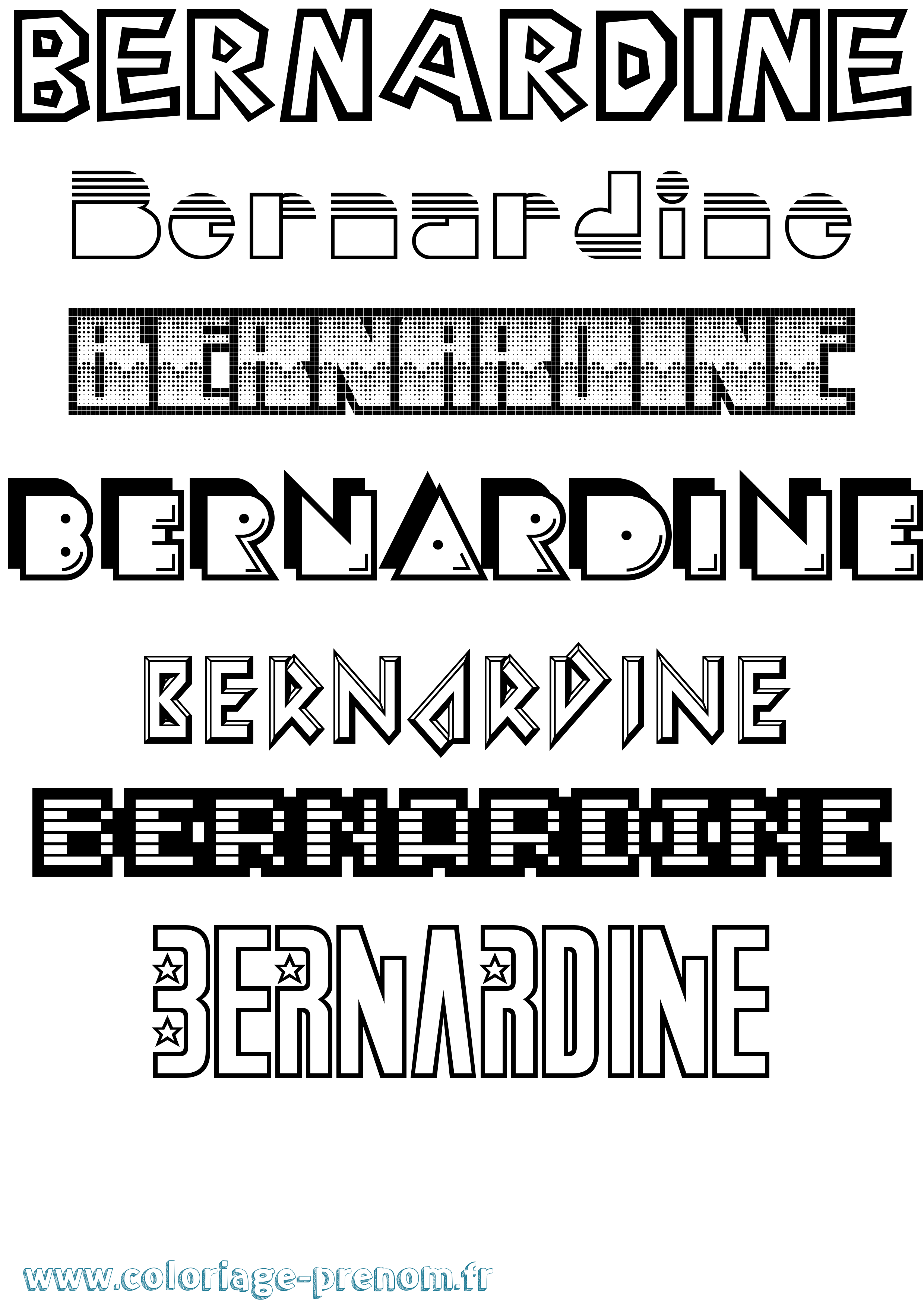 Coloriage Bernardine Jeux Vidéos Coloriage prénom Bernardine Jeux Vidéos