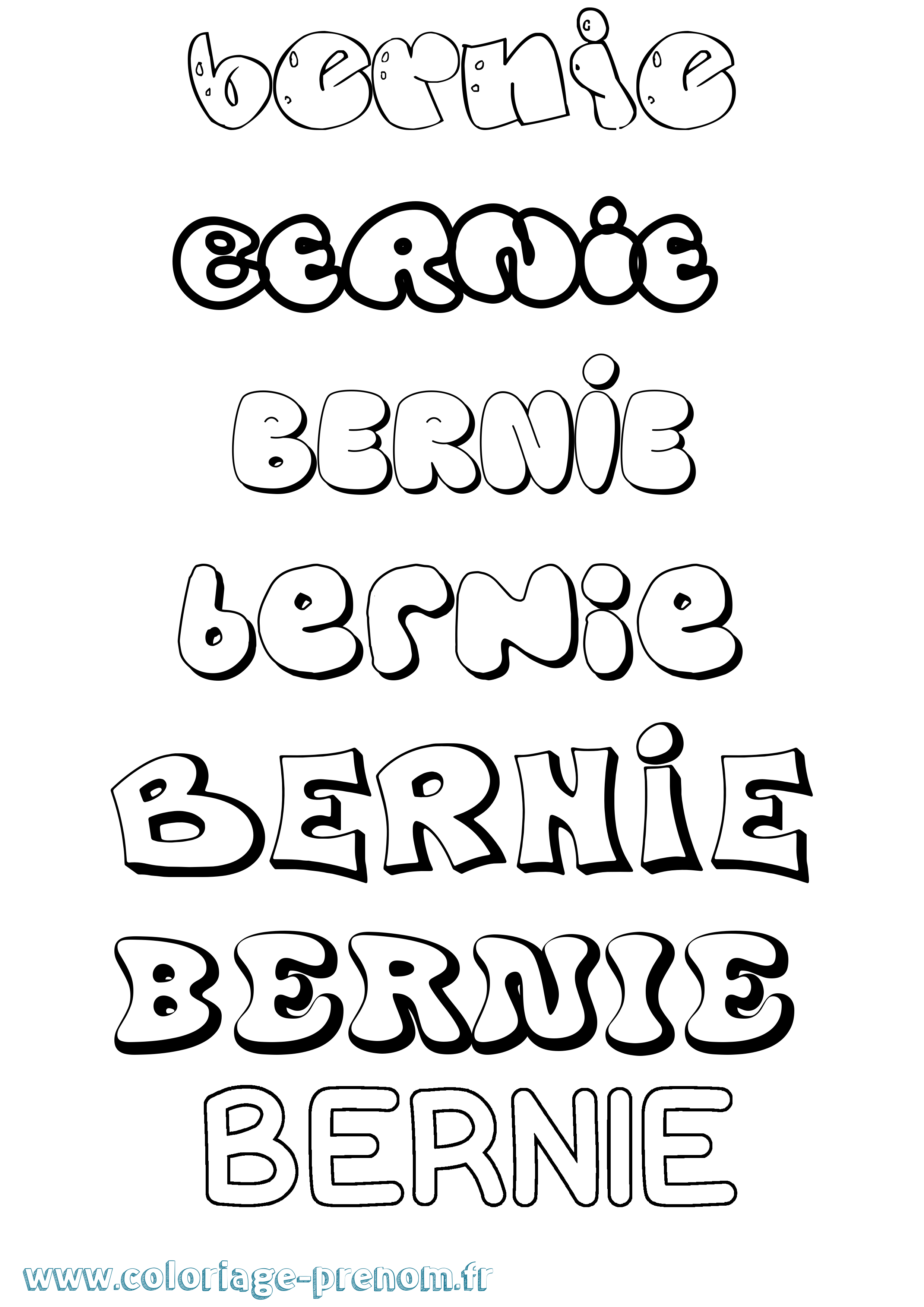Coloriage Bernie Bubble Coloriage prénom Bernie Bubble