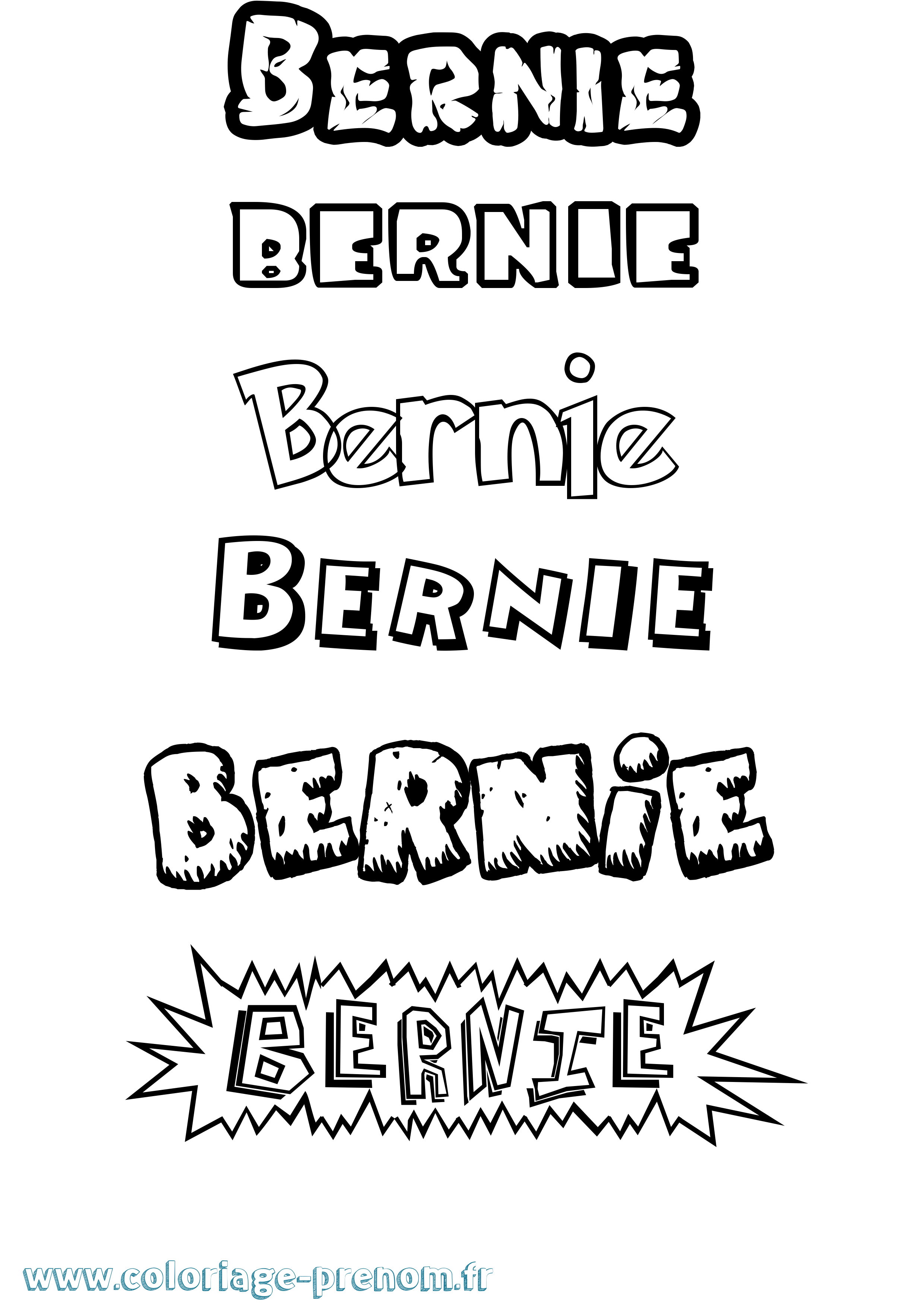 Coloriage Bernie Dessin Animé Coloriage prénom Bernie Dessin Animé