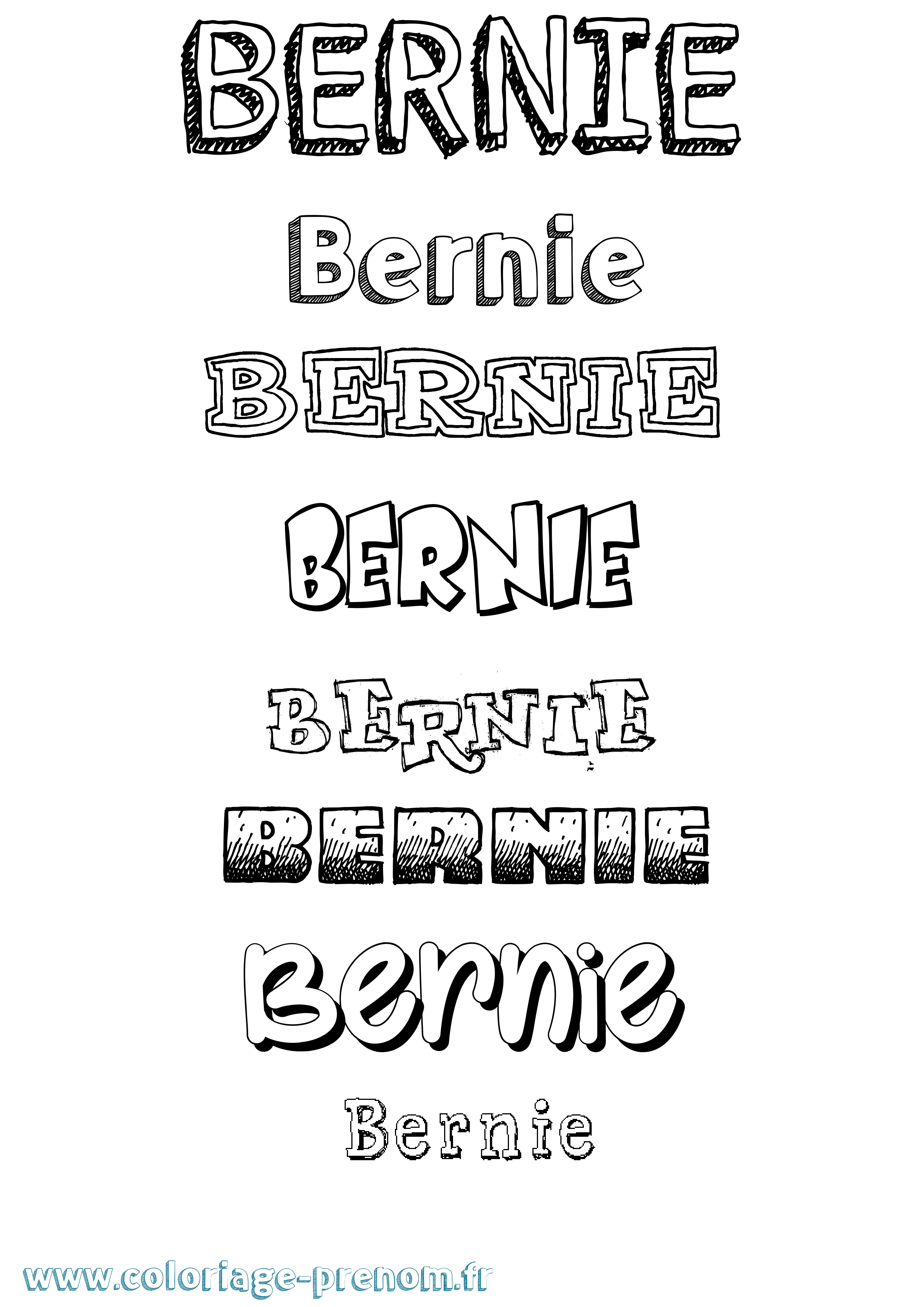 Coloriage Bernie Dessiné Coloriage prénom Bernie Dessiné
