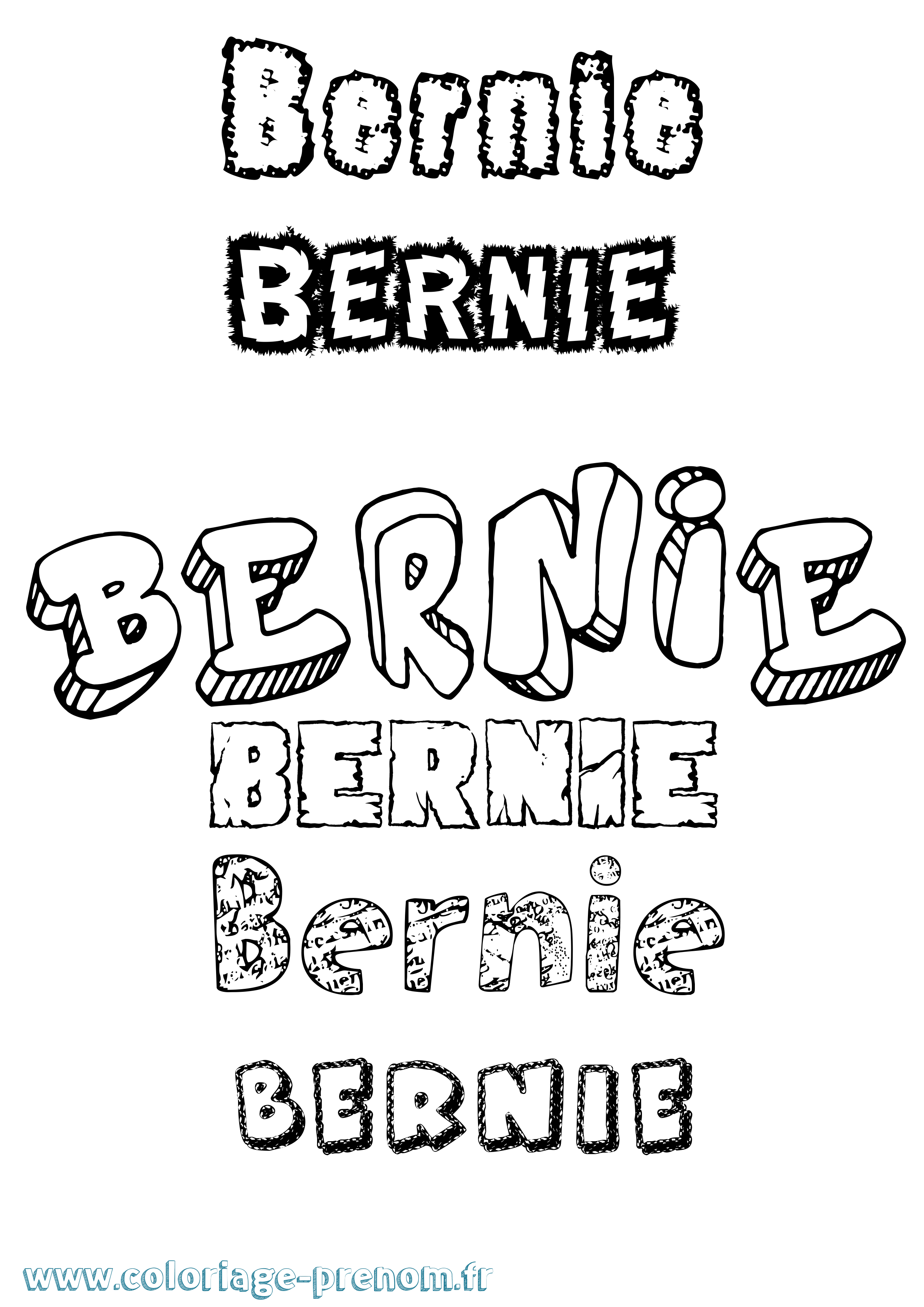 Coloriage Bernie Destructuré Coloriage prénom Bernie Destructuré