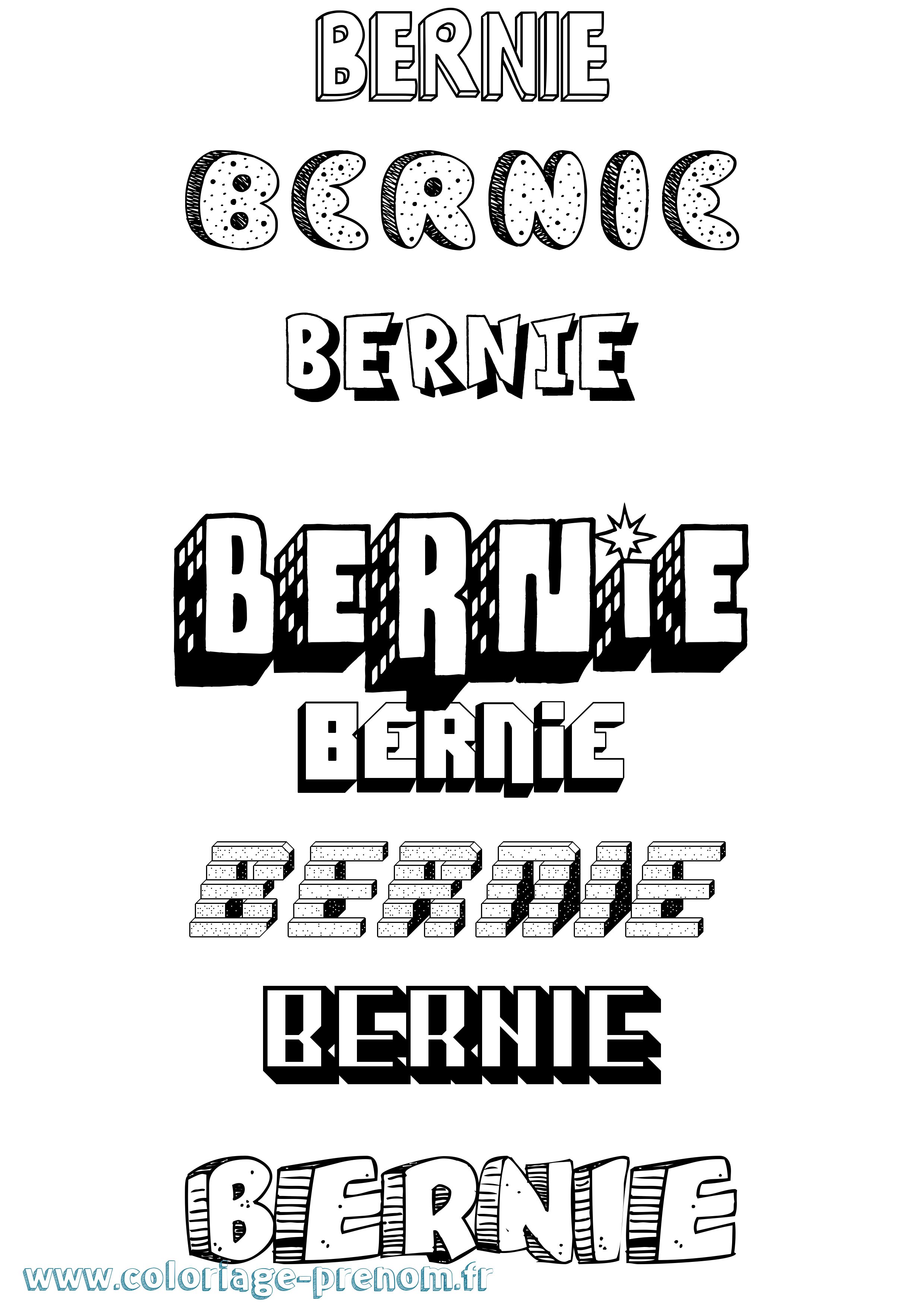 Coloriage Bernie Effet 3D Coloriage prénom Bernie Effet 3D