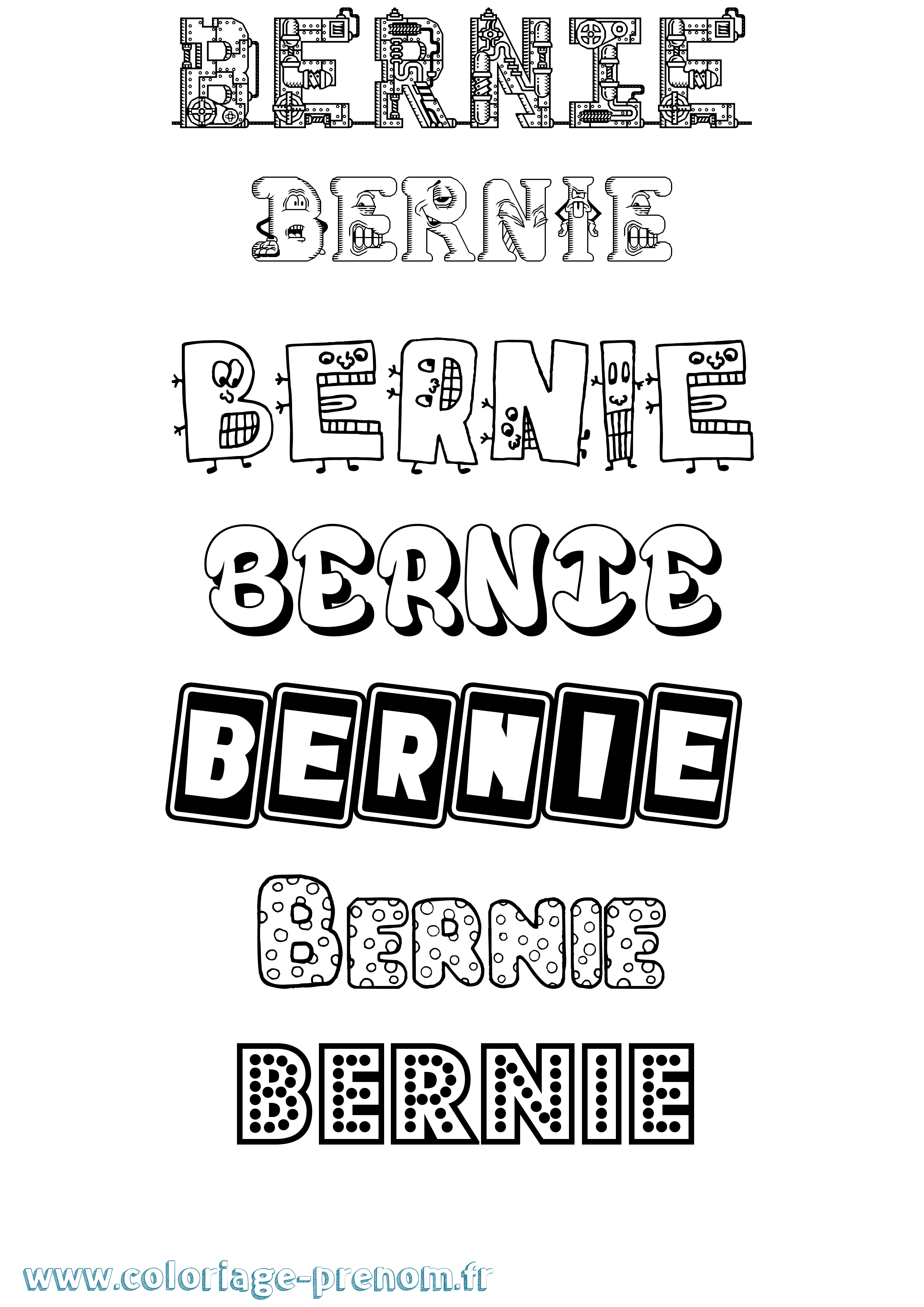 Coloriage Bernie Fun Coloriage prénom Bernie Fun