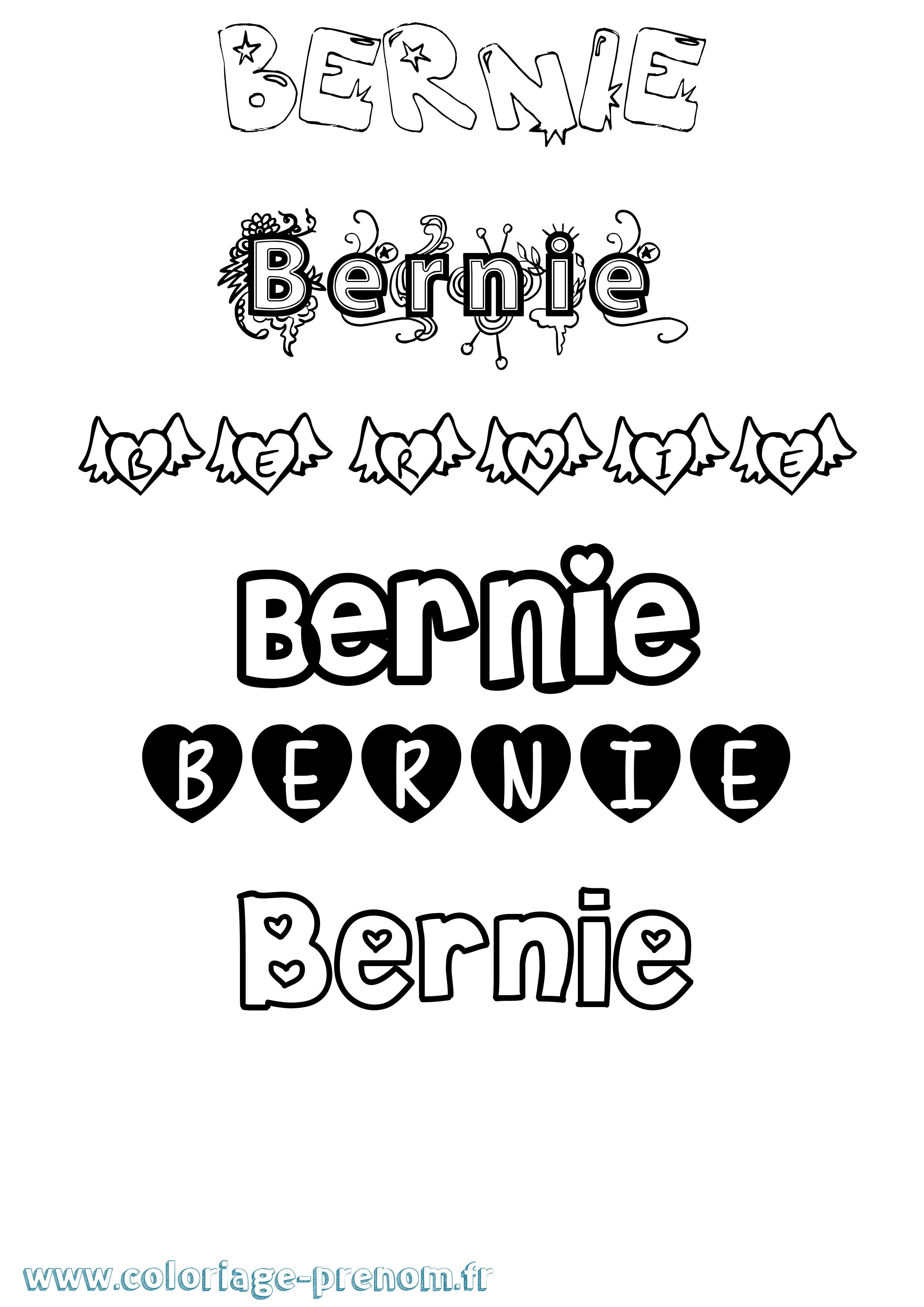 Coloriage Bernie Girly Coloriage prénom Bernie Girly