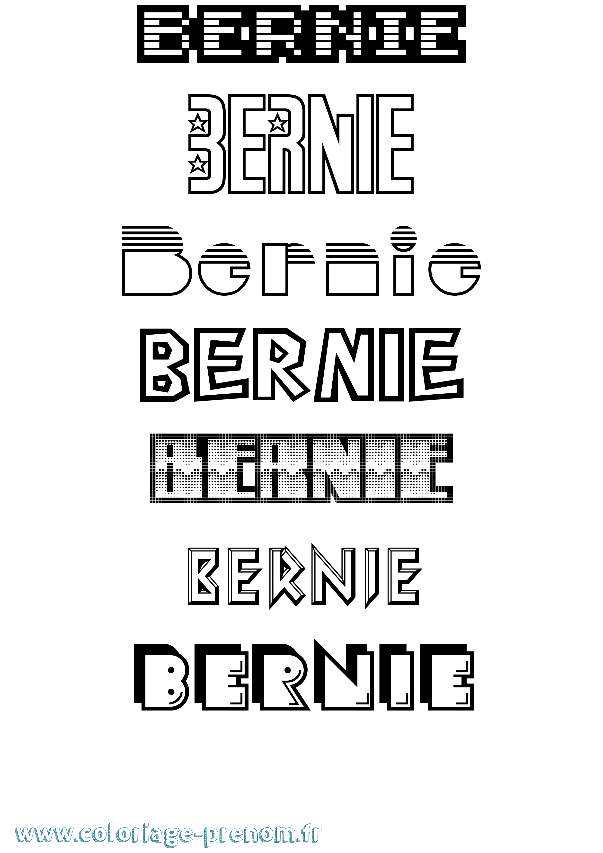 Coloriage Bernie Jeux Vidéos Coloriage prénom Bernie Jeux Vidéos