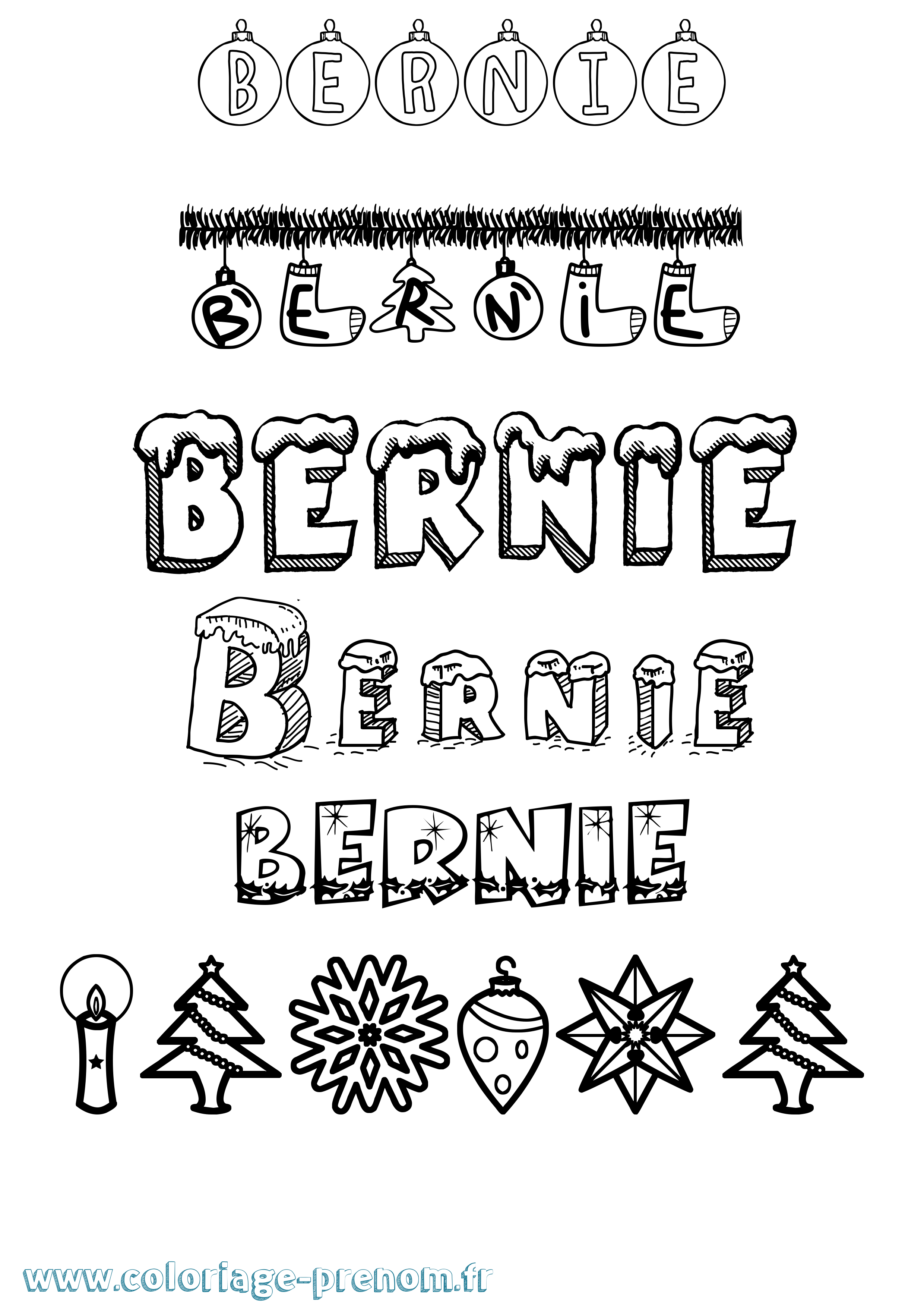 Coloriage Bernie Noël Coloriage prénom Bernie Noël