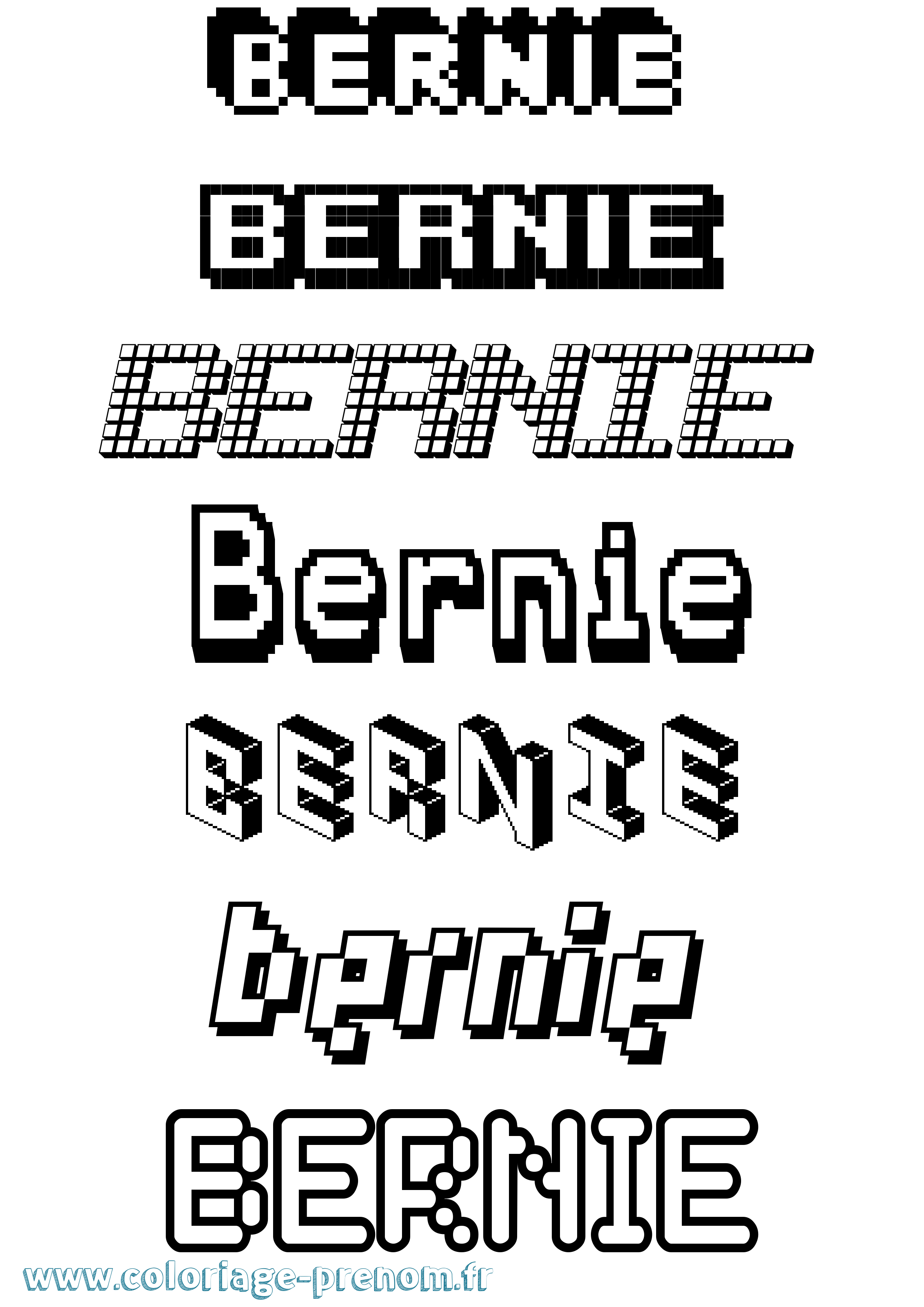 Coloriage Bernie Pixel Coloriage prénom Bernie Pixel