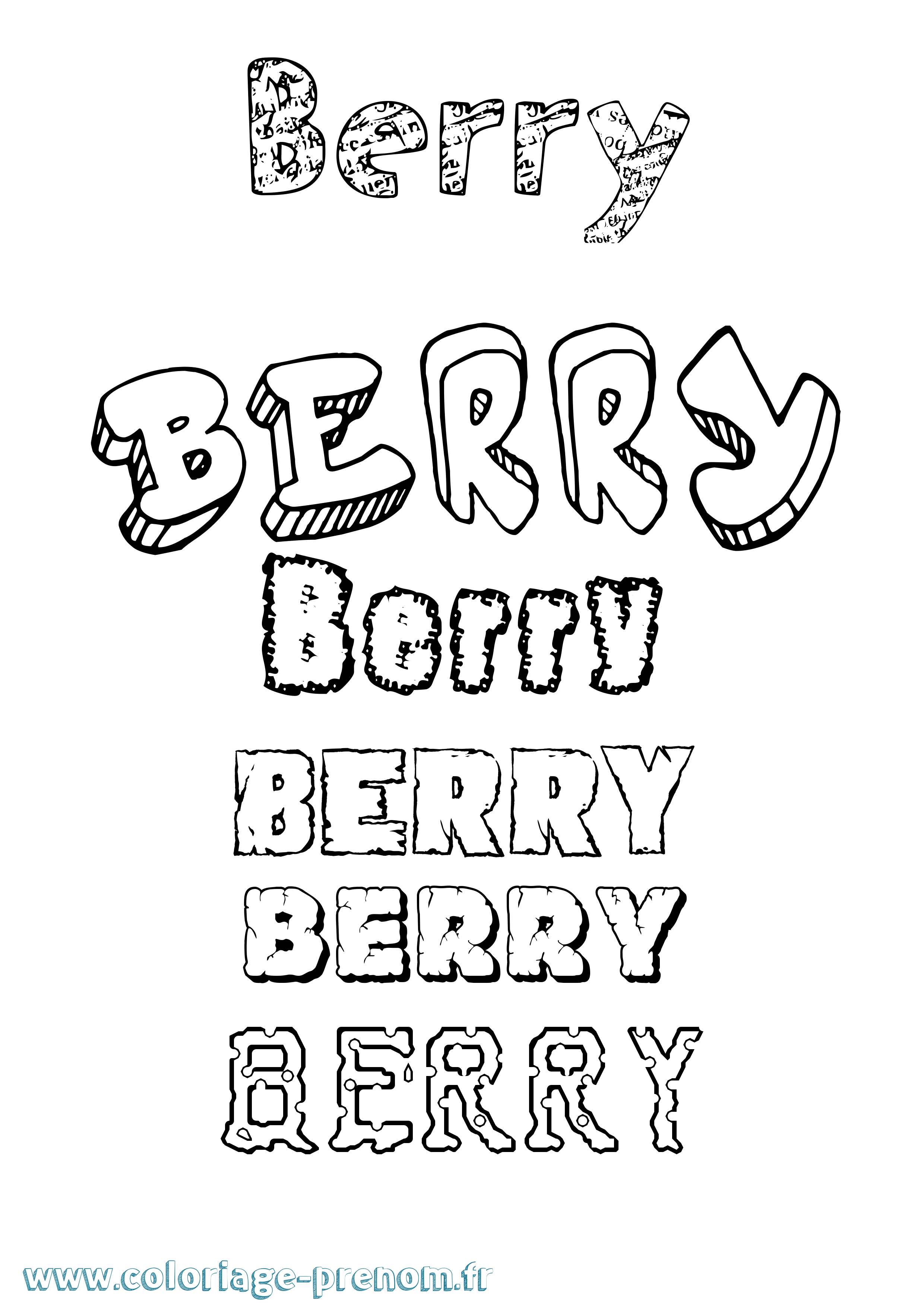 Coloriage Berry Destructuré Coloriage prénom Berry Destructuré