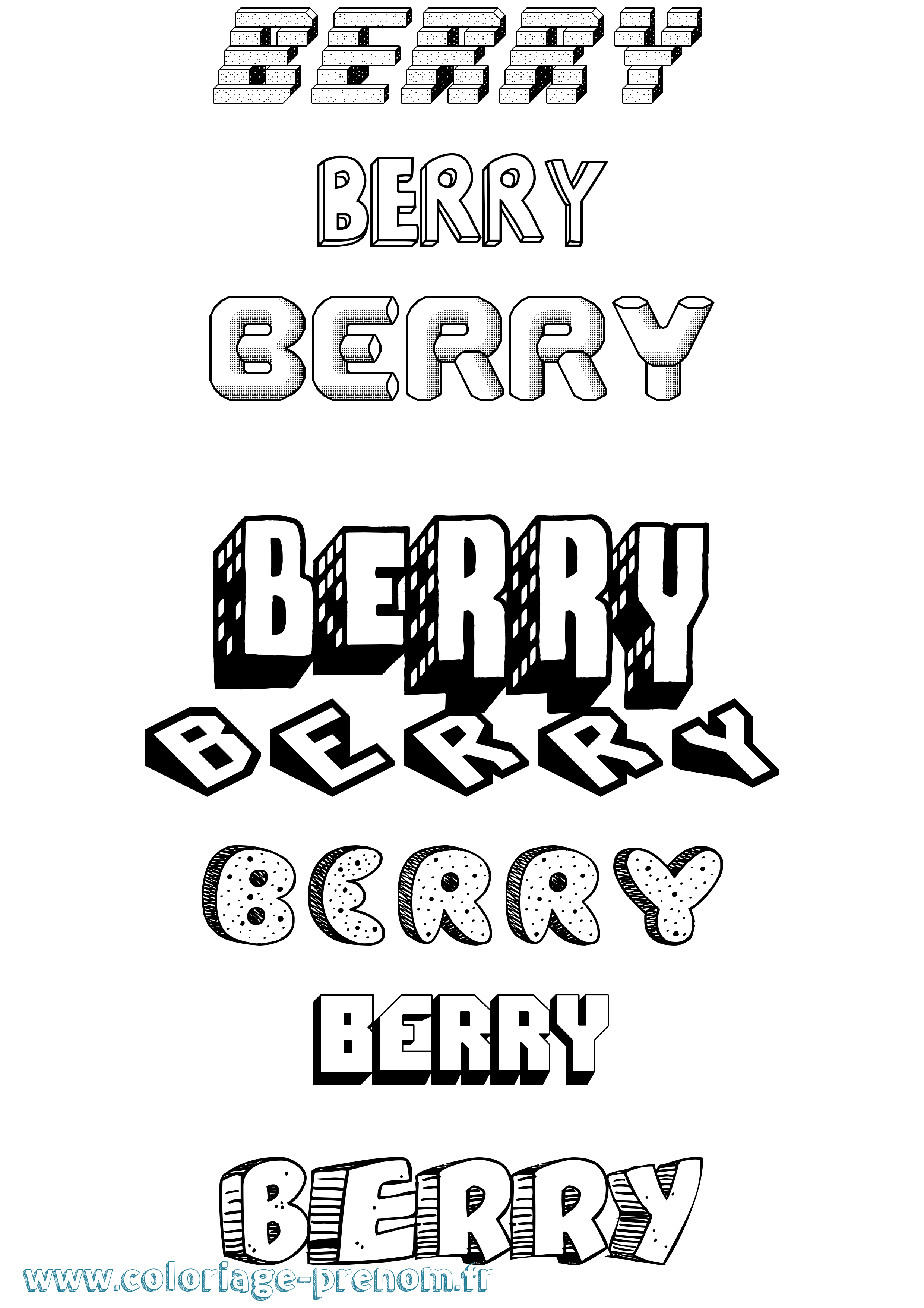 Coloriage Berry Effet 3D Coloriage prénom Berry Effet 3D