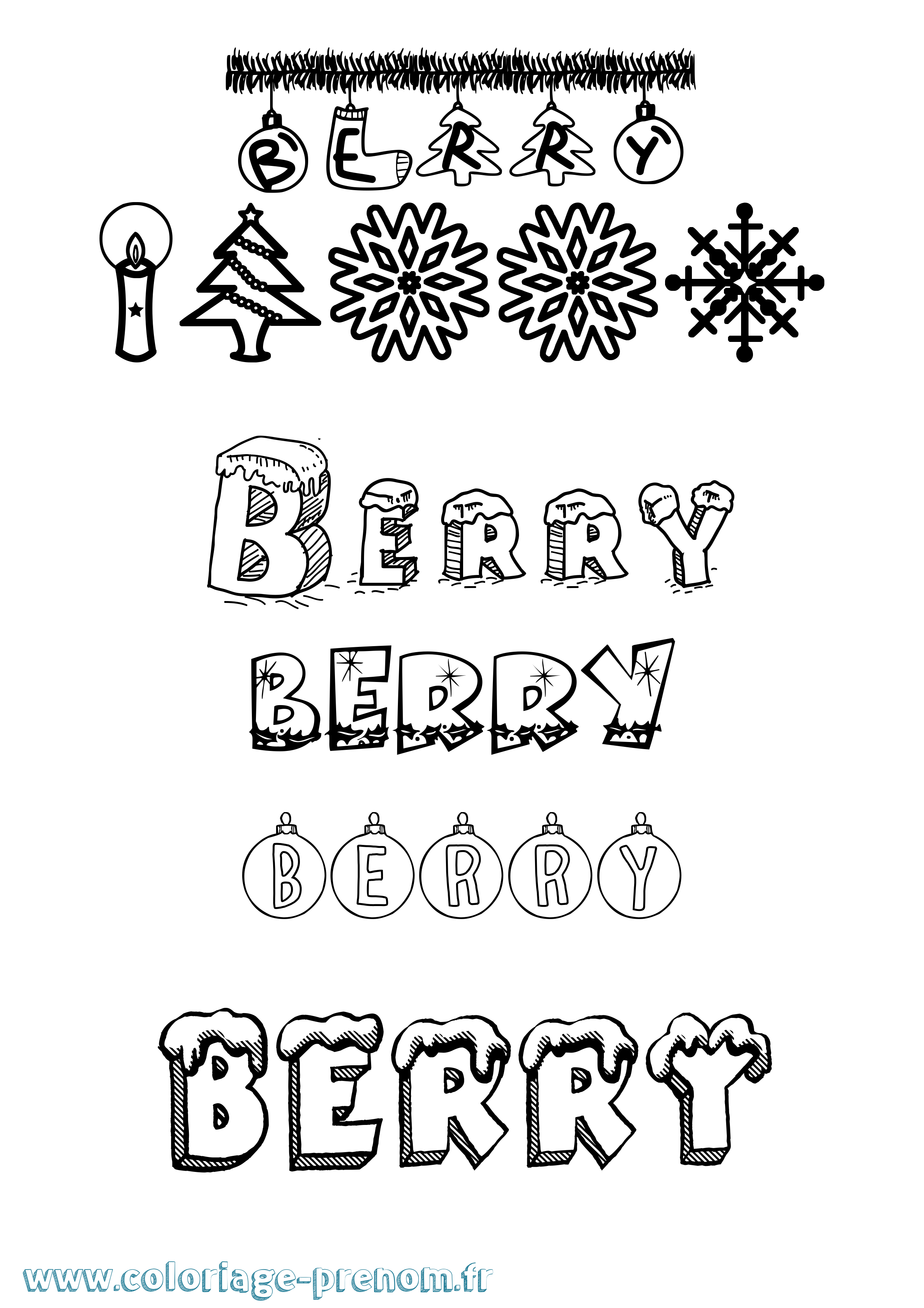 Coloriage Berry Noël Coloriage prénom Berry Noël