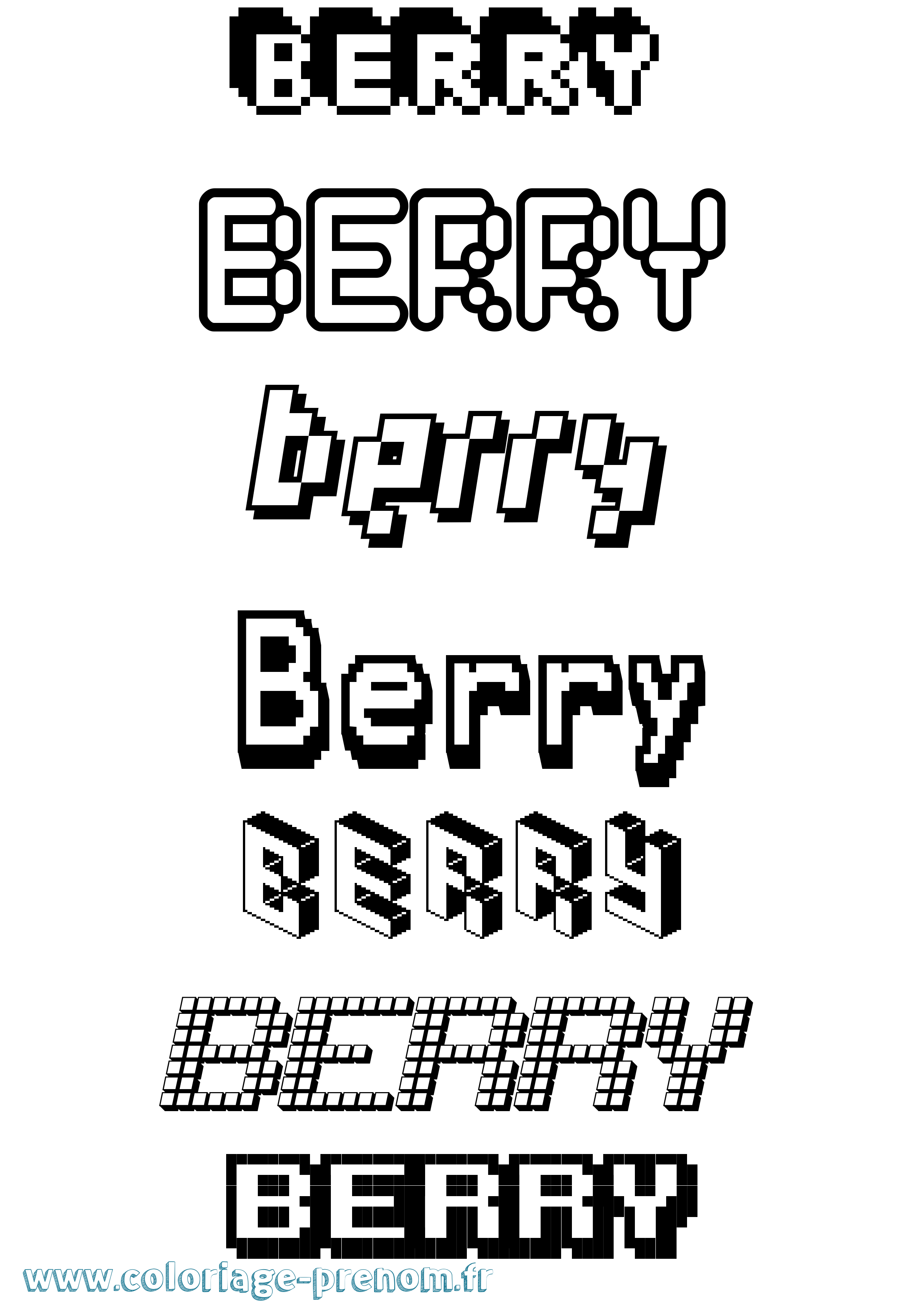 Coloriage Berry Pixel Coloriage prénom Berry Pixel