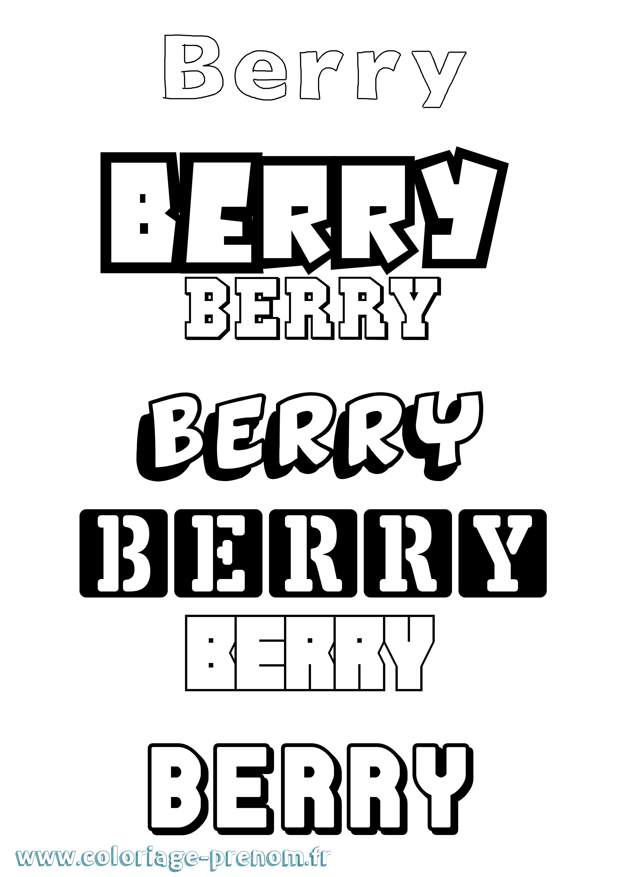 Coloriage Berry Simple Coloriage prénom Berry Simple