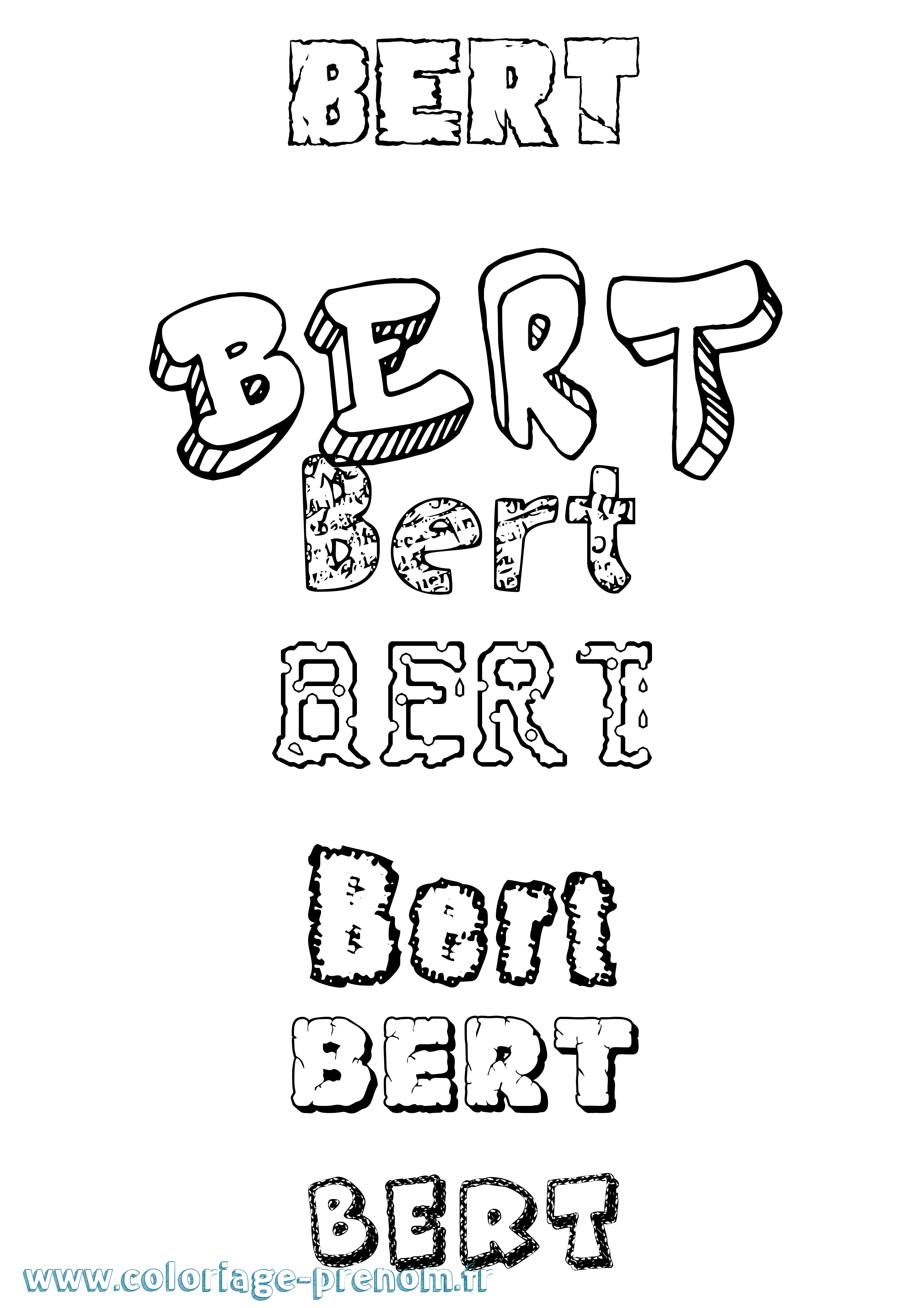 Coloriage Bert Destructuré Coloriage prénom Bert Destructuré