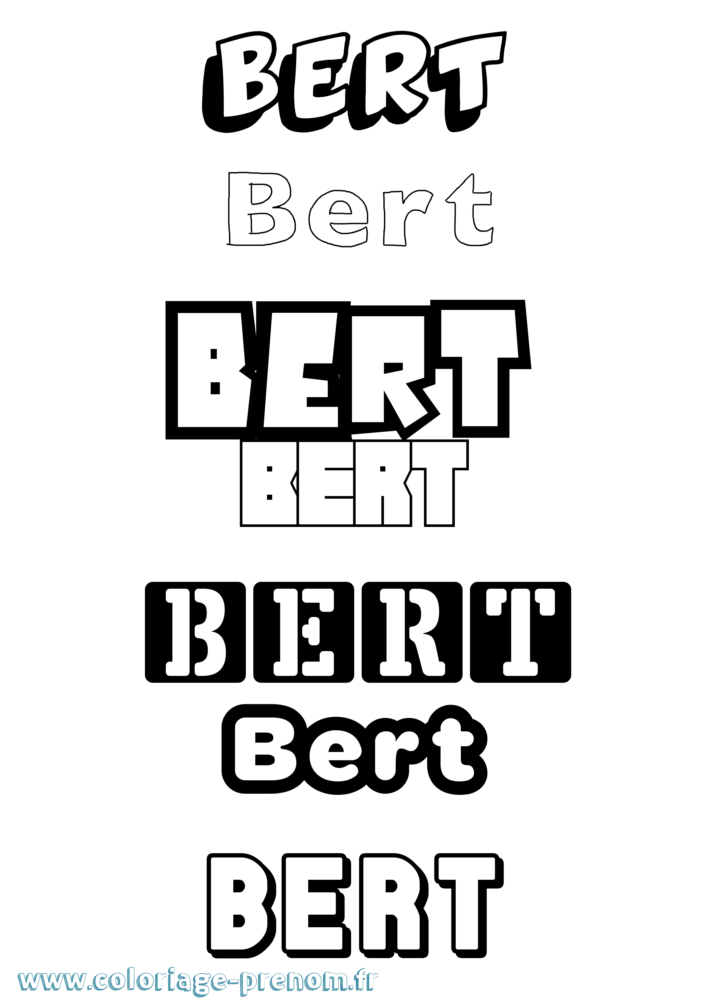 Coloriage Bert Simple Coloriage prénom Bert Simple