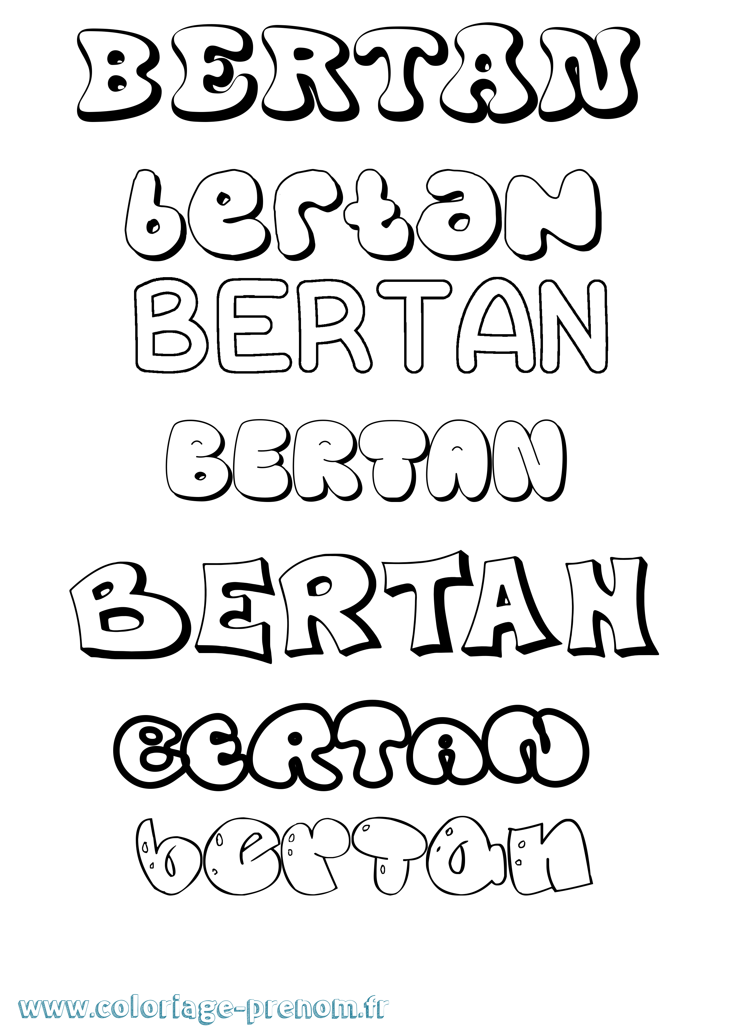 Coloriage Bertan Bubble Coloriage prénom Bertan Bubble