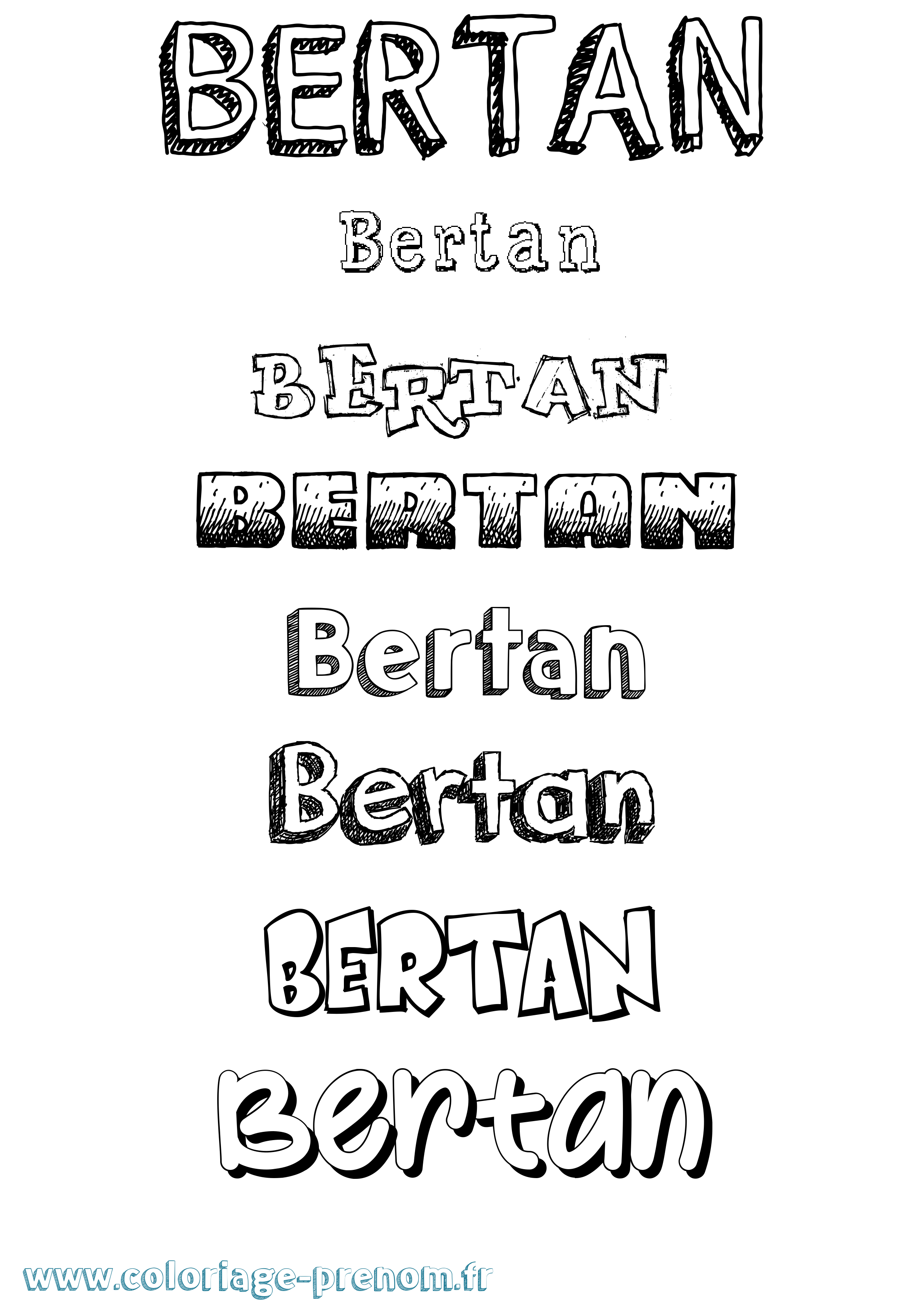 Coloriage Bertan Dessiné Coloriage prénom Bertan Dessiné