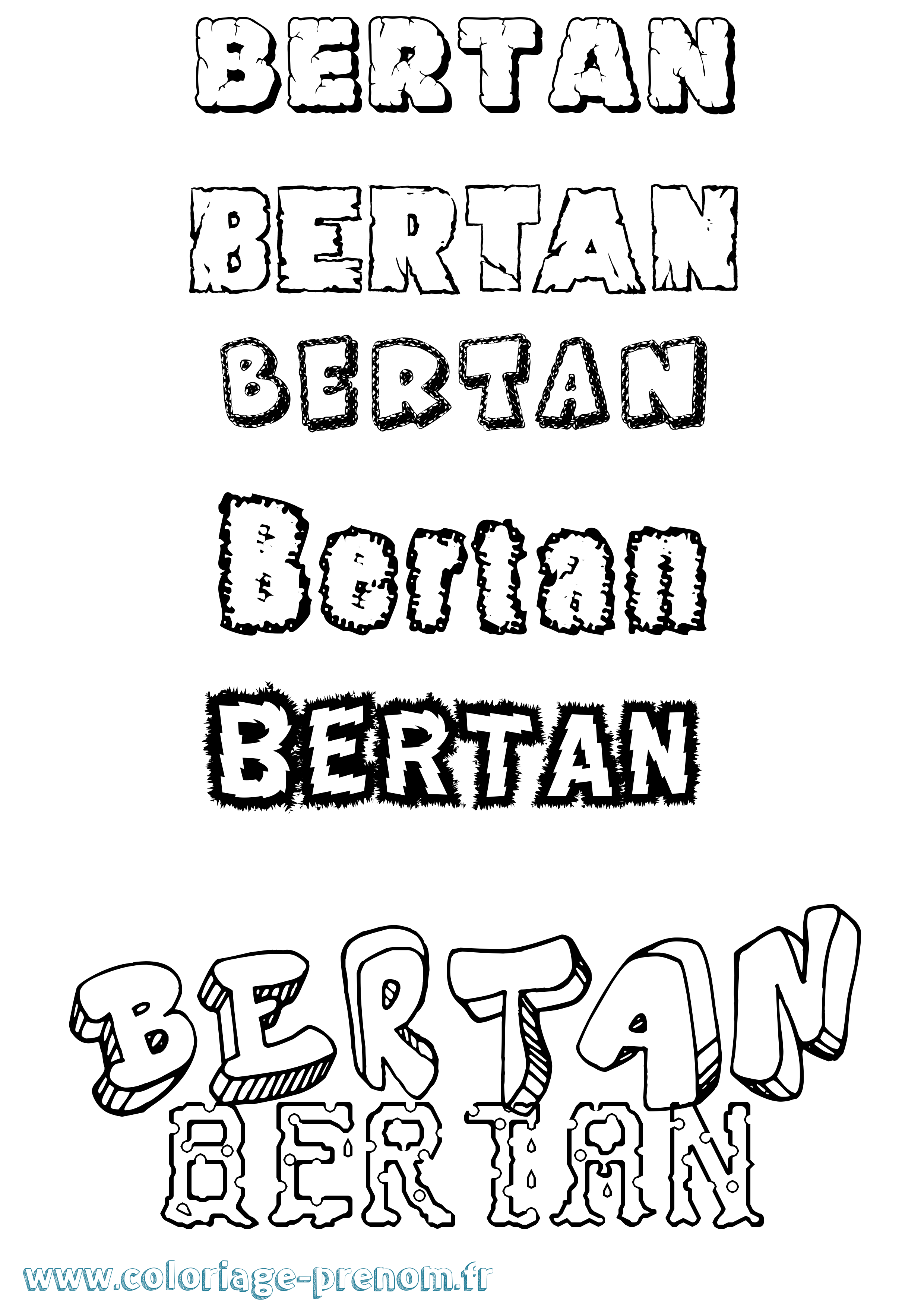 Coloriage Bertan Destructuré Coloriage prénom Bertan Destructuré