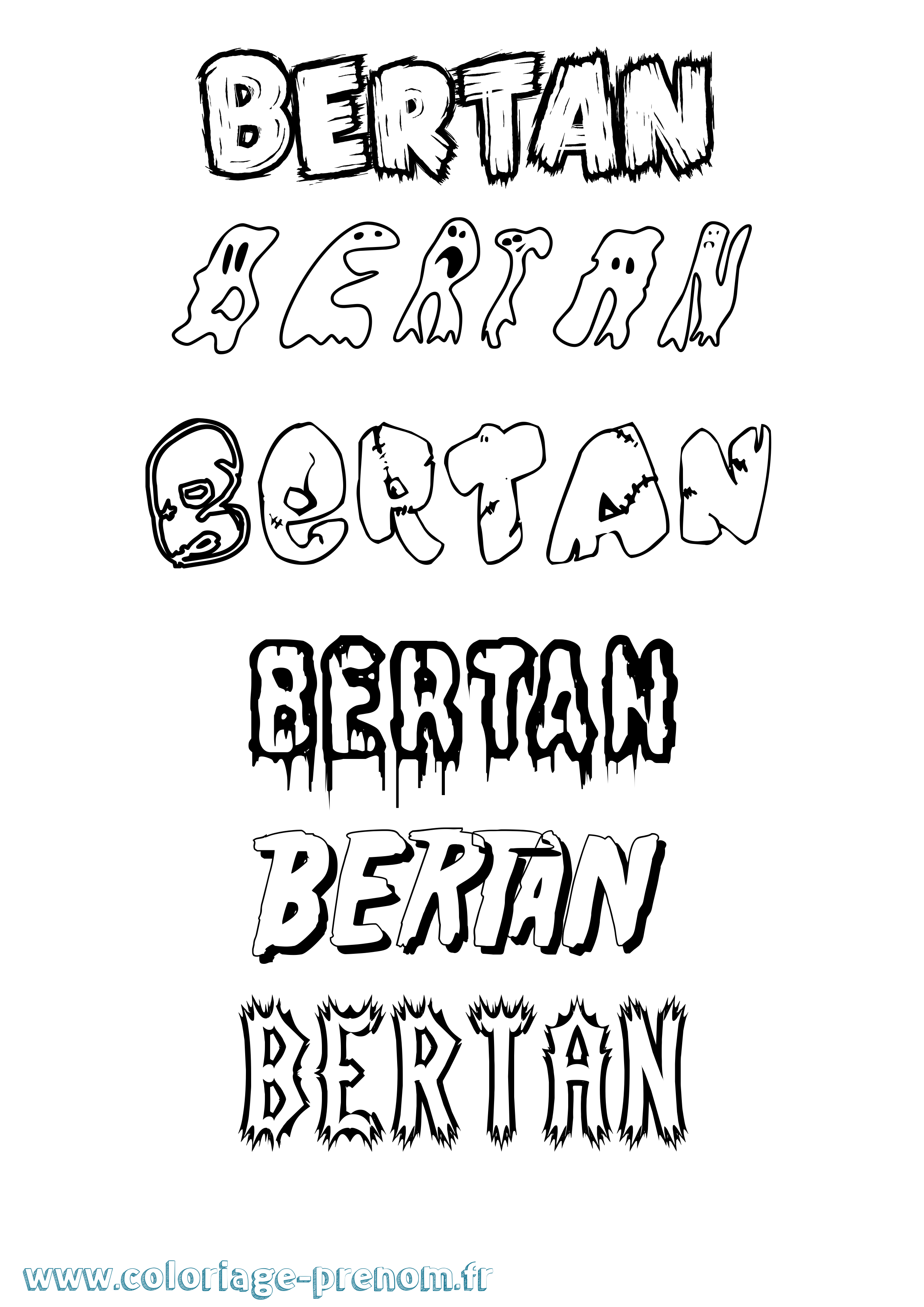 Coloriage Bertan Frisson Coloriage prénom Bertan Frisson