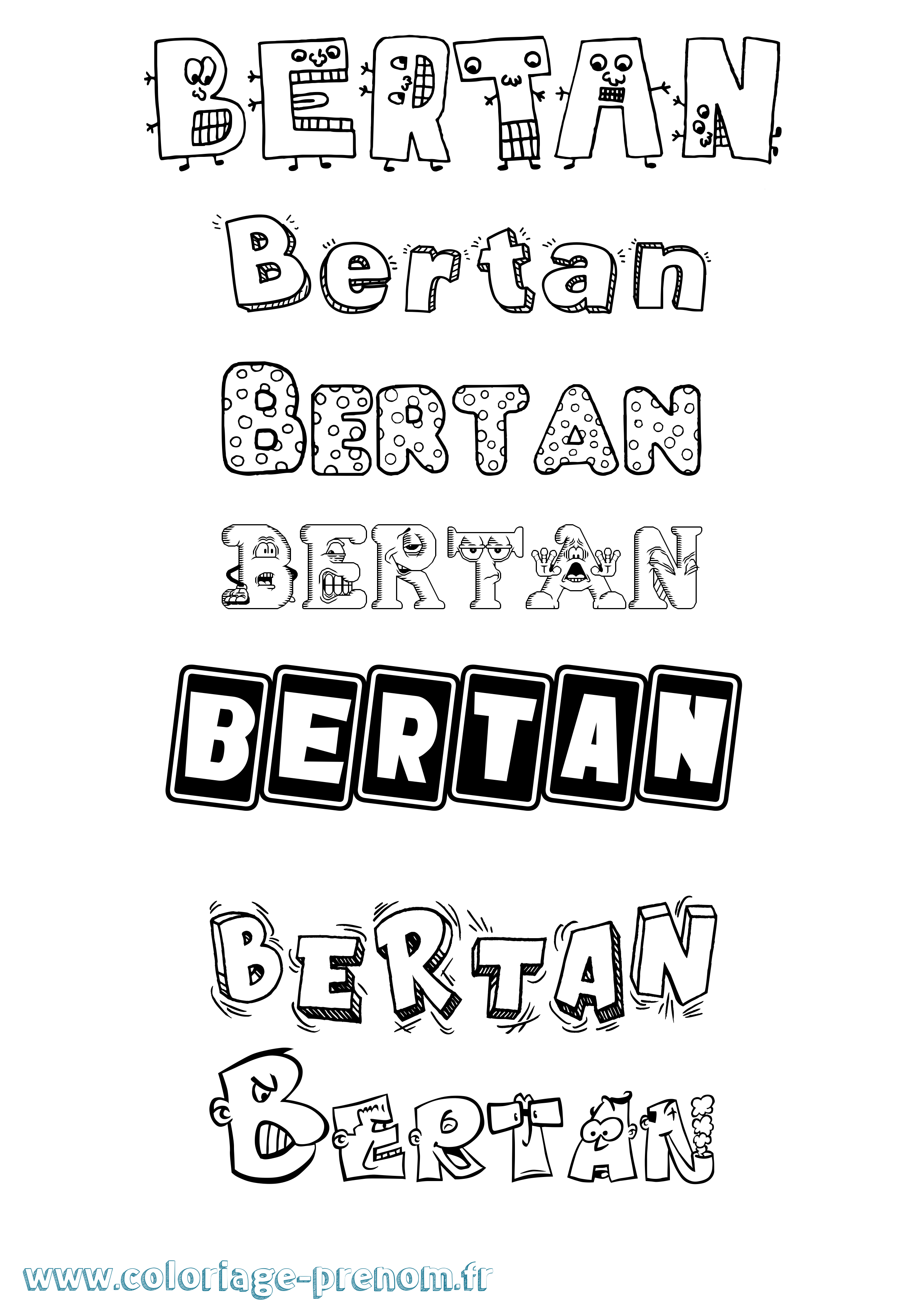 Coloriage Bertan Fun Coloriage prénom Bertan Fun