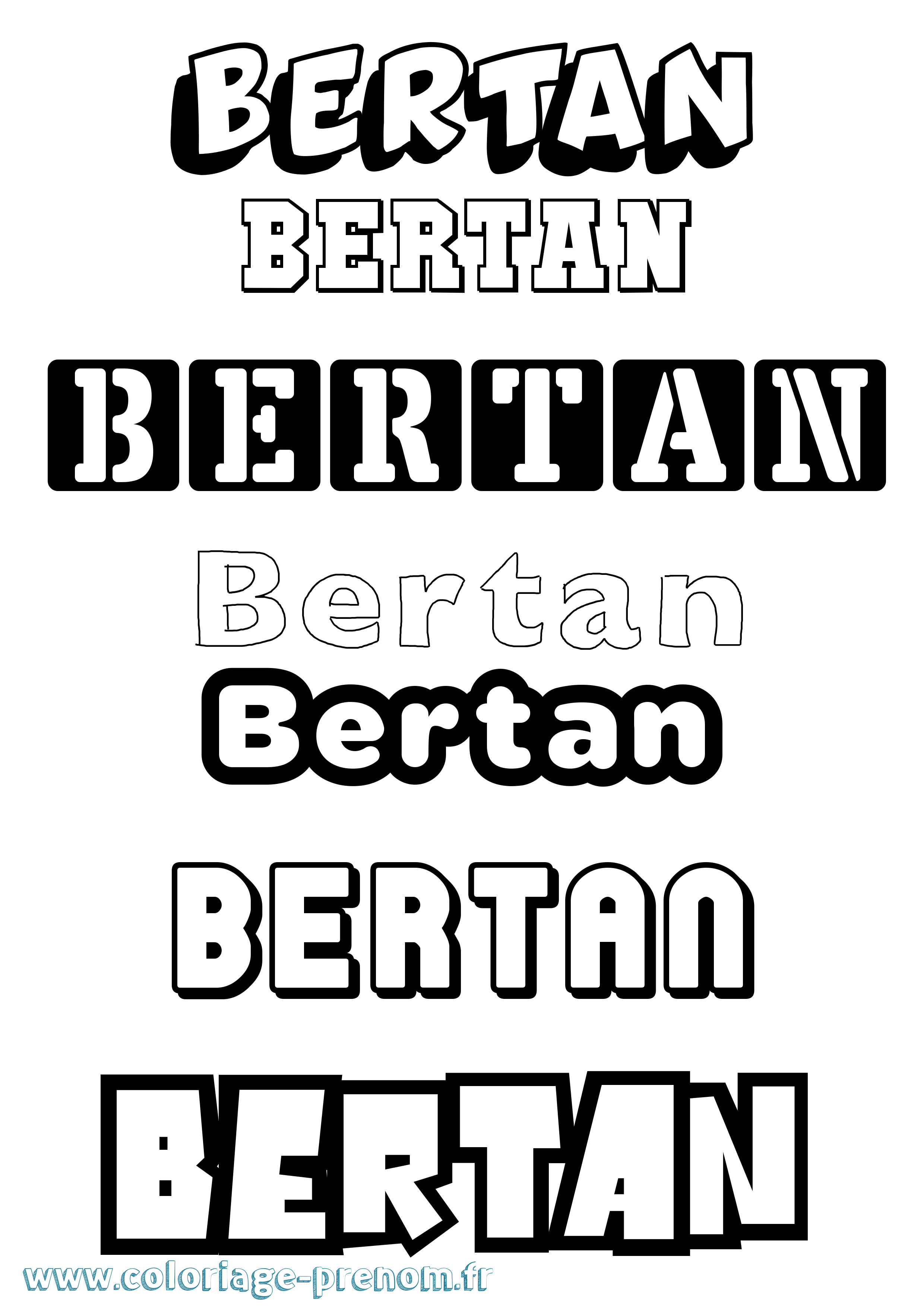 Coloriage Bertan Simple Coloriage prénom Bertan Simple