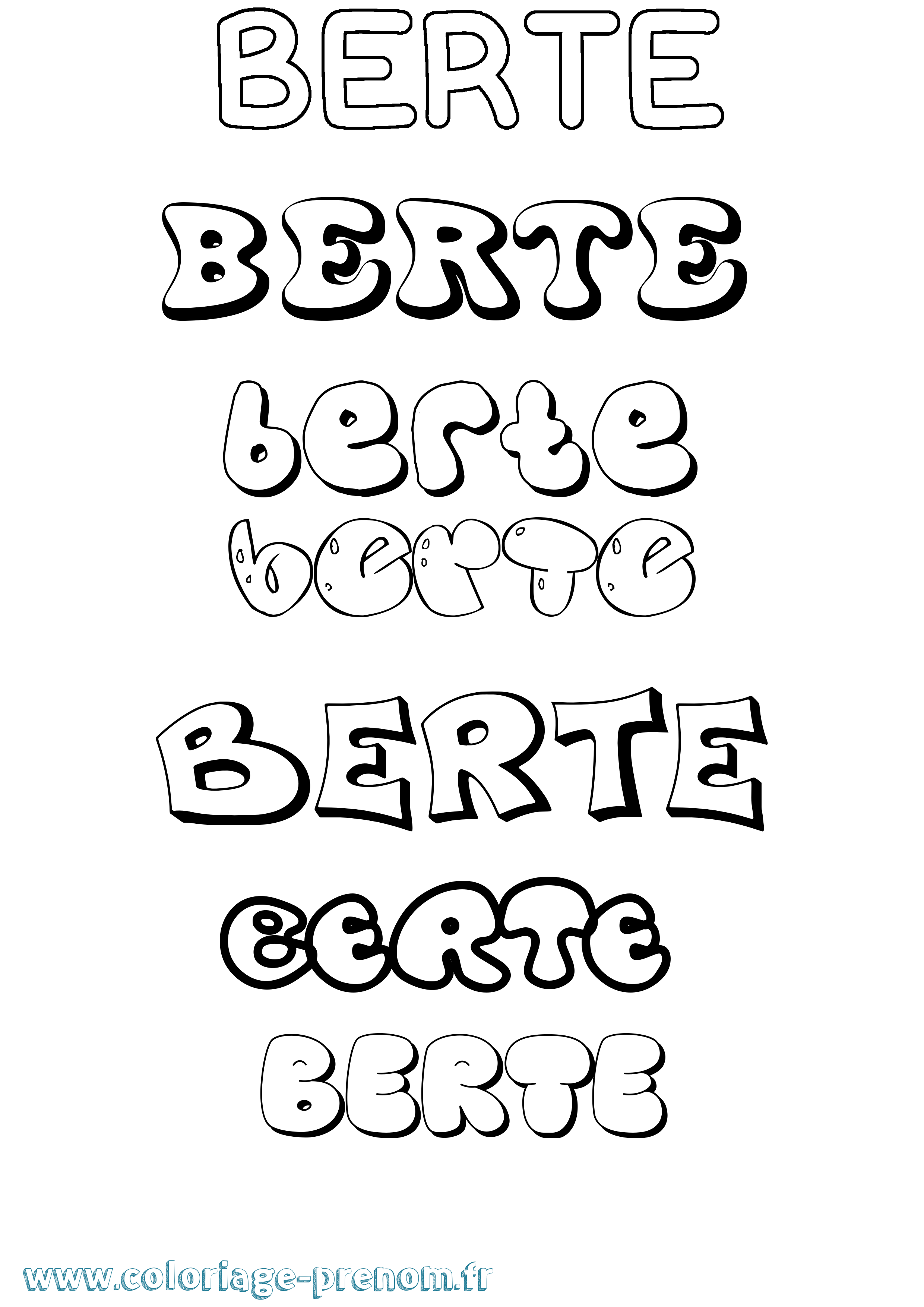 Coloriage Berte Bubble Coloriage prénom Berte Bubble