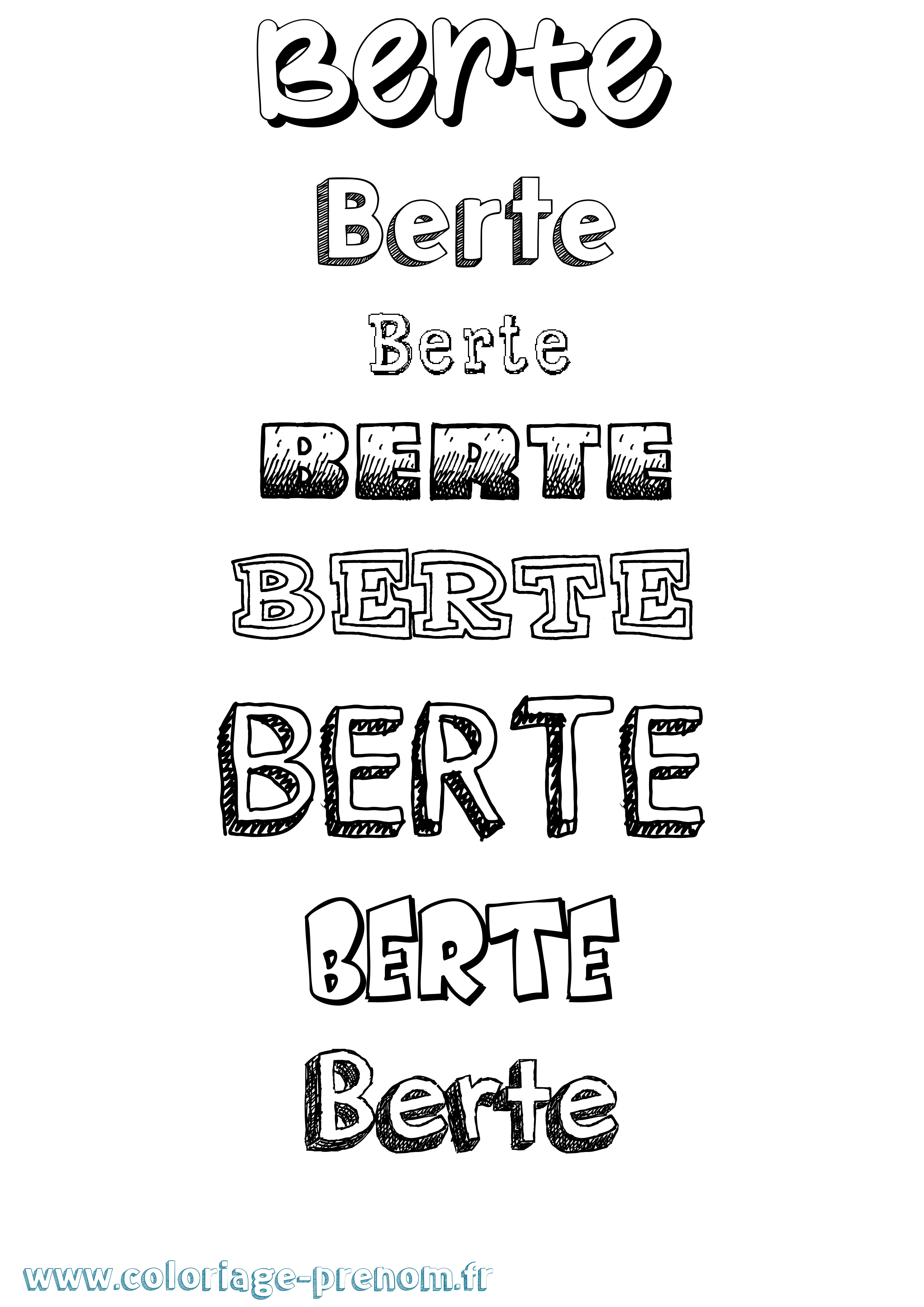 Coloriage Berte Dessiné Coloriage prénom Berte Dessiné