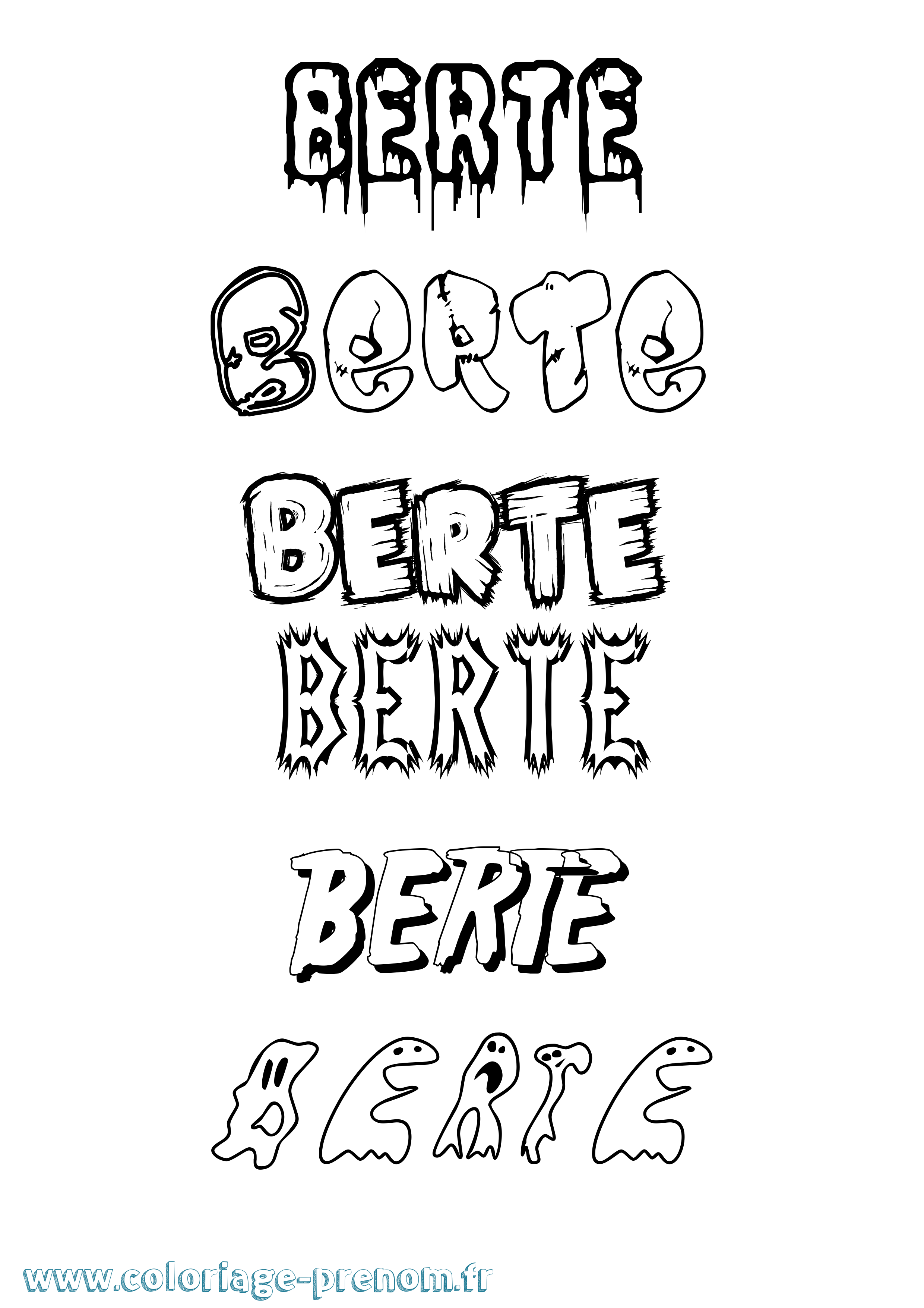Coloriage Berte Frisson Coloriage prénom Berte Frisson